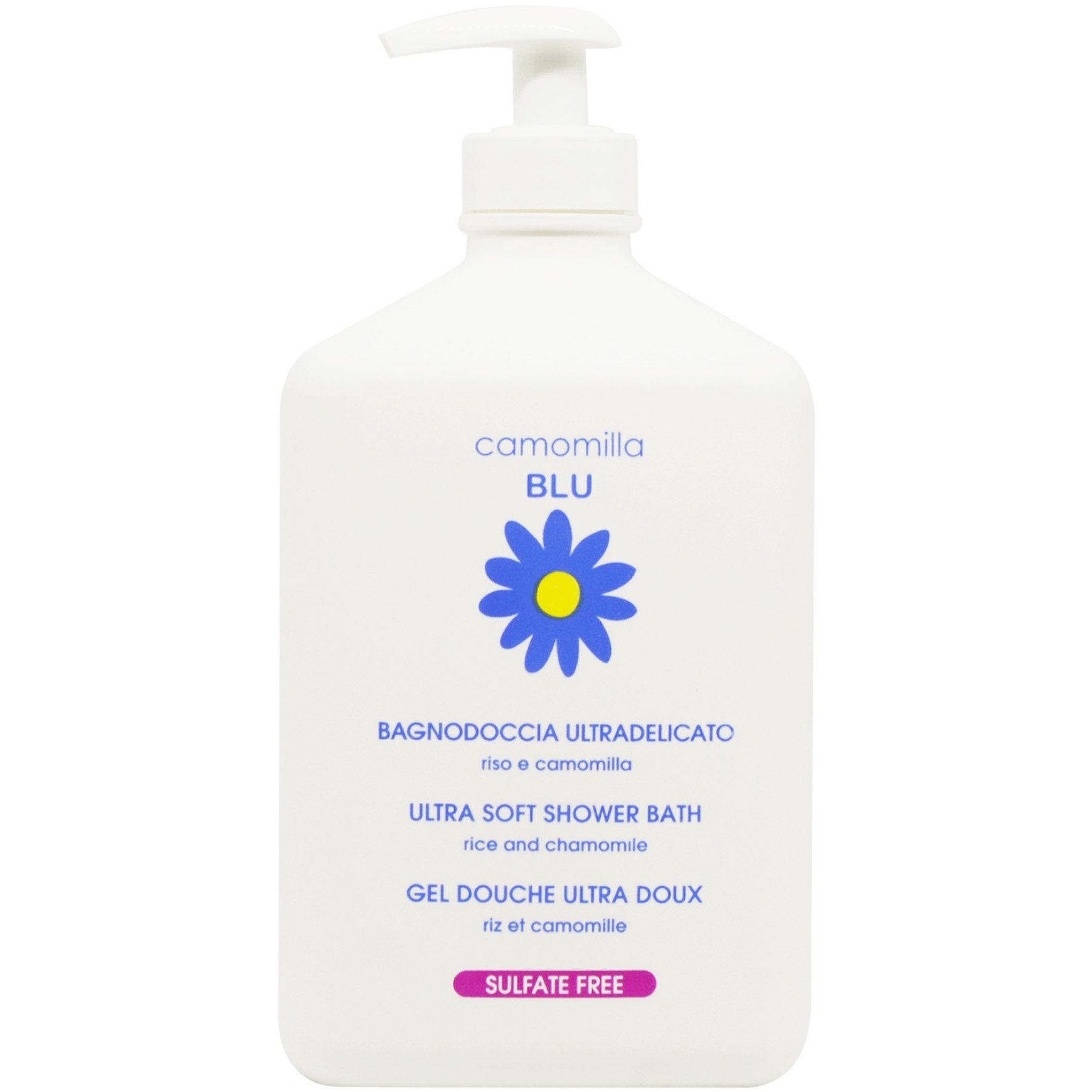 Camomilla Blu Camomilla Blu Delicate Sulfate Free Ultra Doux Bath & Shower Gel Απαλό Αφρόλουτρο για Πολύ Ευαίσθητο & Δυσανεκτικό Δέρμα με Χαμομήλι & Ρύζι με Αντλία 500ml