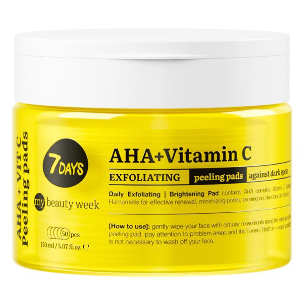 7DAYS 7DAYS My Beuaty Week Exfoliating Peeling Pads AHA+Vitamin C Απολεπιστικά Δισκία Δύο 'Όψεων για την Εξισορρόπηση του Τόνου του Δέρματος 150ml
