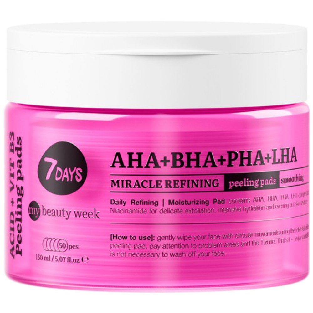 7DAYS My Beauty Week Refining Peeling Pads AHA & BHA & PHA & LHA Απολεπιστικά Δισκία Δύο Όψεων με Σύμπλεγμα 4 Οξέων 50 Τεμάχια