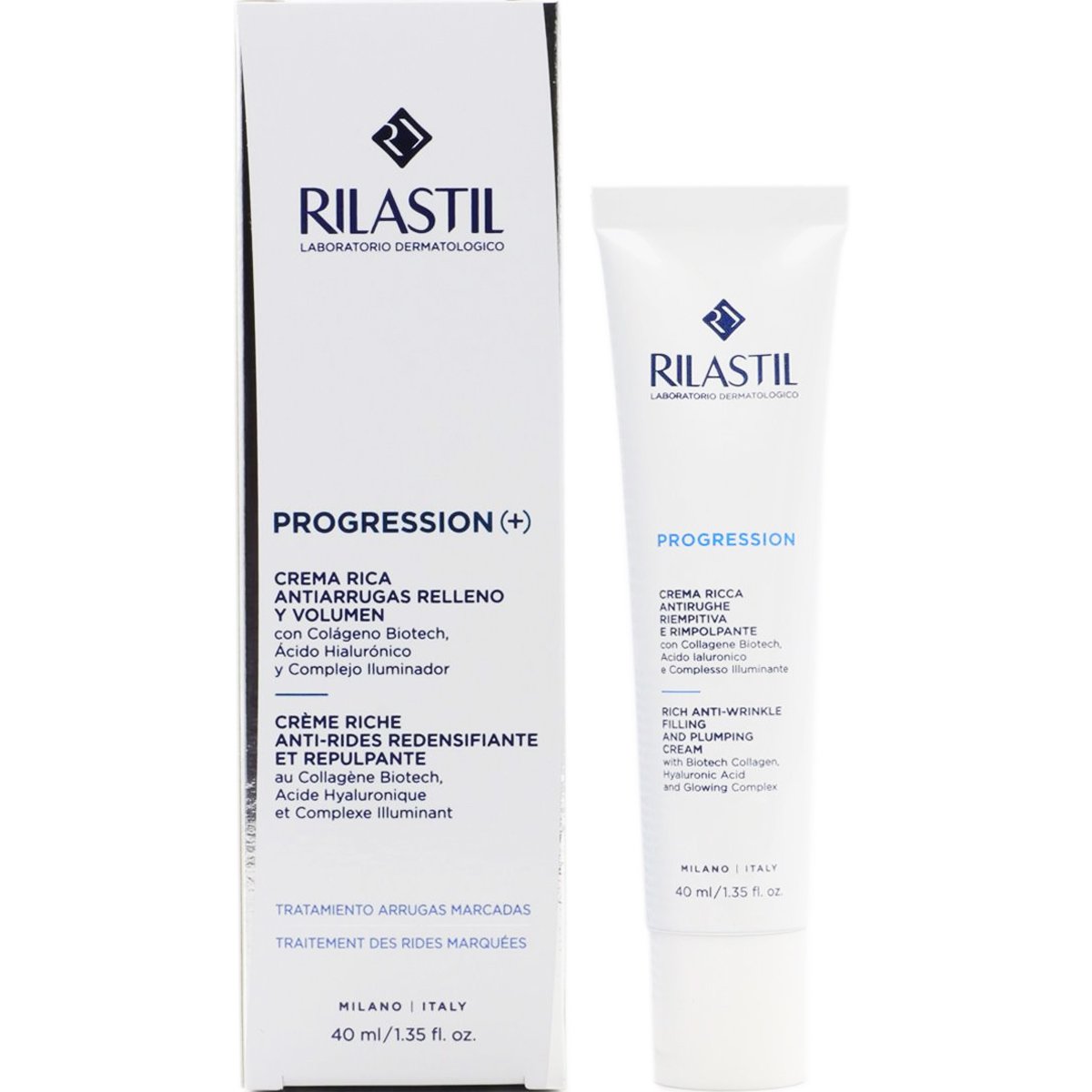 Rilastil Progression (+) Rich Anti-Wrinkle Filling & Plumping Cream Αντιρυτιδική Κρέμα Πλούσιας Υφής για Λάμψη & Επαναφορά Όγκου 40ml