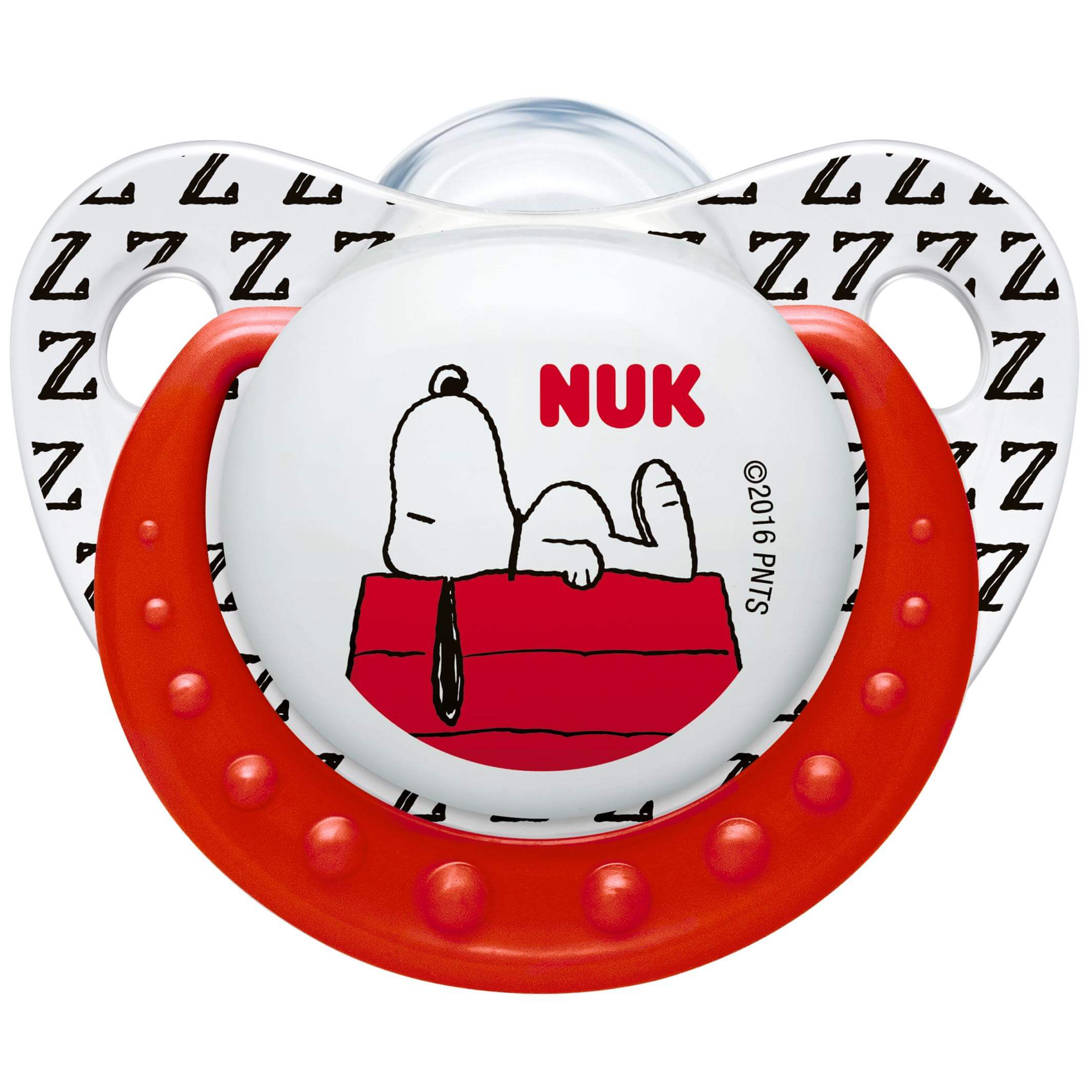 Nuk Trendline Snoopy Peanuts Πιπίλα Σιλικόνης με Κρίκο Χωρίς BPA Κόκκινο – Μέγεθος 2 (6-18 μηνών)