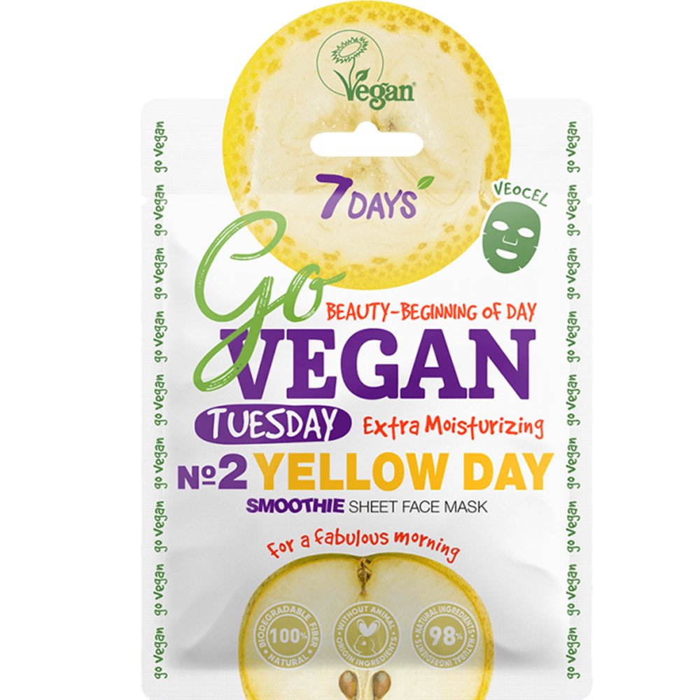 7DAYS 7DAYS Go Vegan Tuesday No2 Yellow Day Smoothie Face Sheet Mask Μάσκα Προσώπου Φυτικής Προέλευσης για Απόλυτη Ενυδάτωση, Θρέψη & Λαμπερή Επιδερμίδα 25g