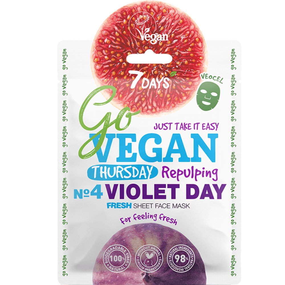 7DAYS 7DAYS Go Vegan Thursday No4 Violet Day Fresh Face Sheet Mask Μάσκα Προσώπου Φυτικής Προέλευσης για Αναζωογόνηση, Τόνωση, Ελαστική & Ομαλή Όψη της Επιδερμίδας 25g