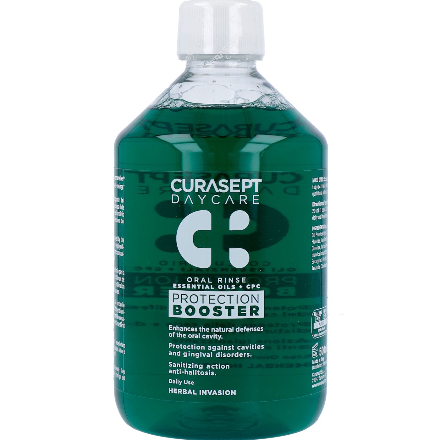 Curasept Daycare Oral Rinse Protection Booster Στοματικό Διάλυμα Καθημερινής Χρήσης που Ενισχύει τις Φυσικές Άμυνες της Στοματικής Κοιλότητας 500ml - Herbal Invasion