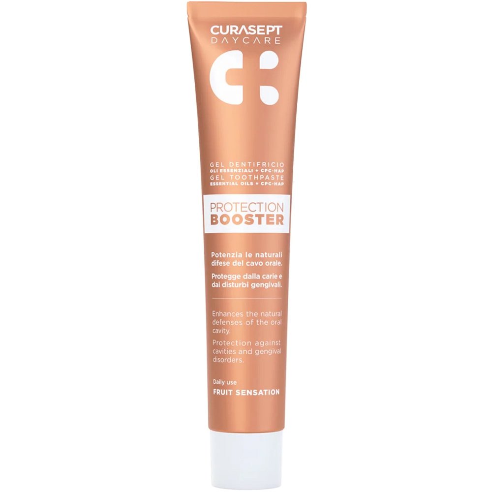 Curasept Protection Booster Essential Oil Gel Toothpaste Οδοντόκρεμα που Ενισχύει την Προστασία της Στοματικής Κοιλότητας με Αιθέρια Έλαια 75ml - Fruit Sensation