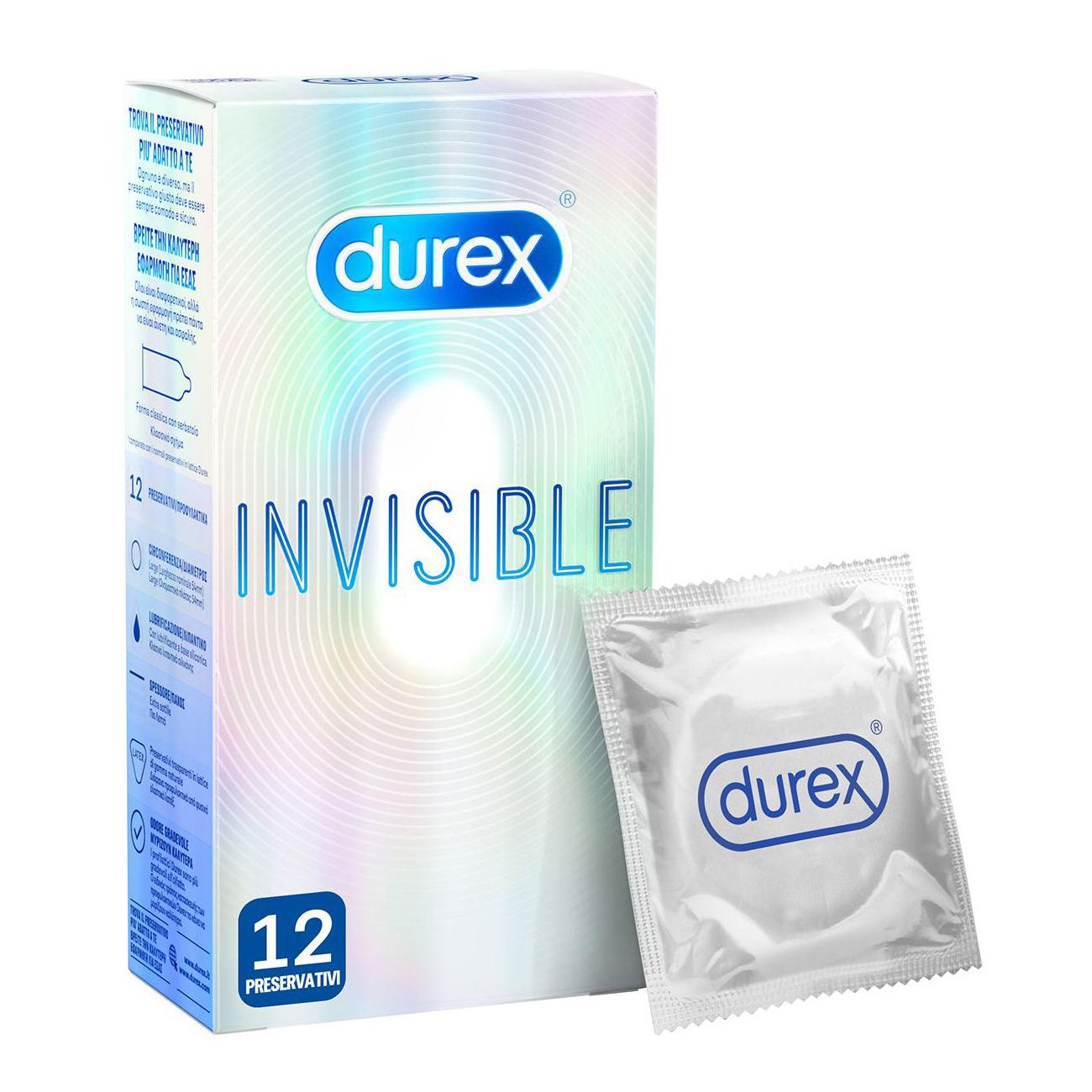 Durex Invisible Extra Sensitive Εξαιρετικά Λεπτά Προφυλακτικά 12 Τεμάχια