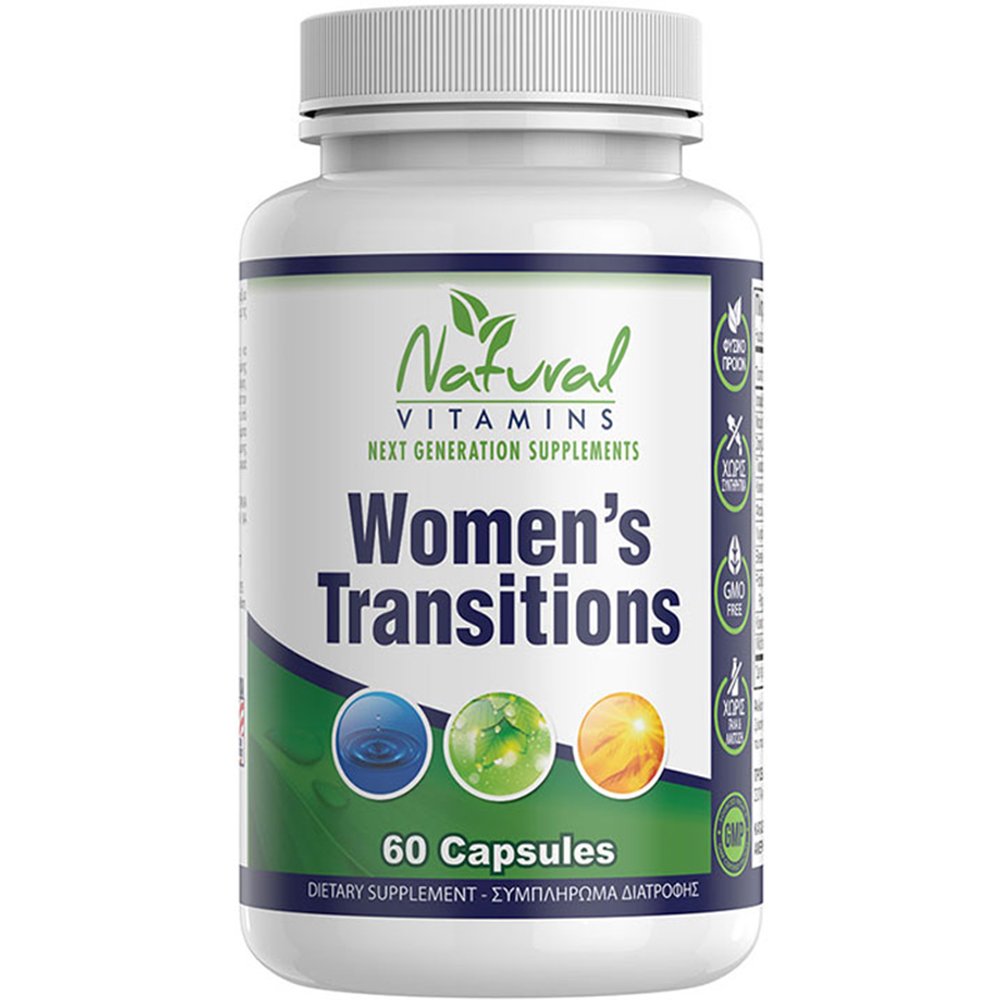 Natural Vitamins Natural Vitamins Women’s Transitions Συμπλήρωμα Διατροφής Ειδικής Φόρμουλας για τον Γυναικείο Οργανισμό Εκχυλίσματος Βοτάνων για τη Διαχείριση των Συμπτωμάτων της Εμμηνόπαυσης 60caps