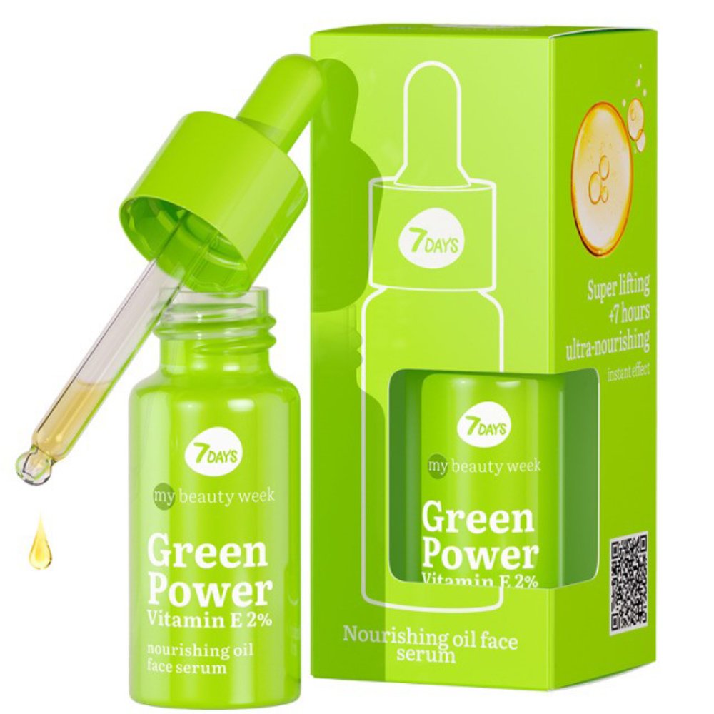 7DAYS My Beauty Week Green Power Vitamin E Nourishing Oil Face Serum Θρεπτικός 'Ελαιώδης Ορός Προσώπου με Βιταμίνη Ε Κατάλληλο για Ξηρά & Αφυδατωμένα Δέρματα 20ml