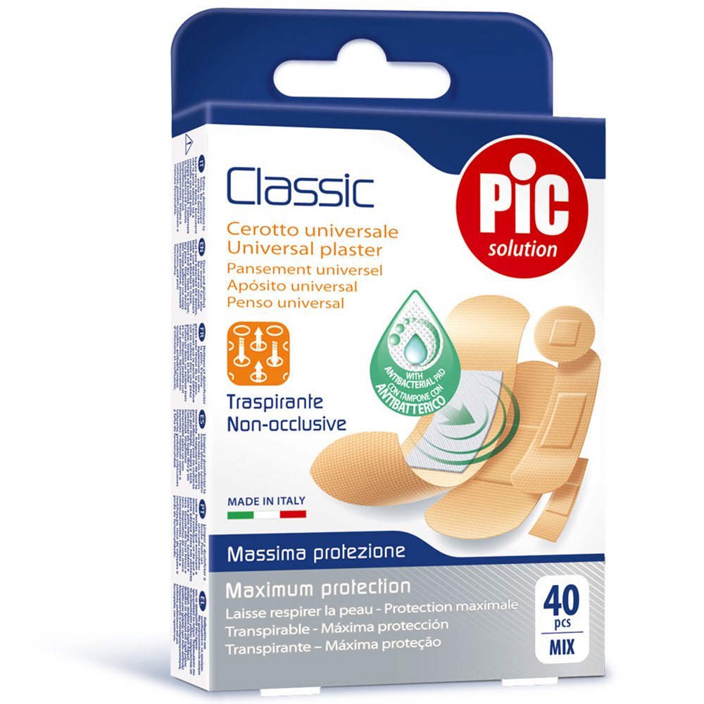 Pic Solution Classic Universal Breathable Plaster Αυτοκόλλητα Επιθέματα Γενικής Χρήσης με Αντιβακτηριακό Μαξιλαράκι 40 Τεμάχια