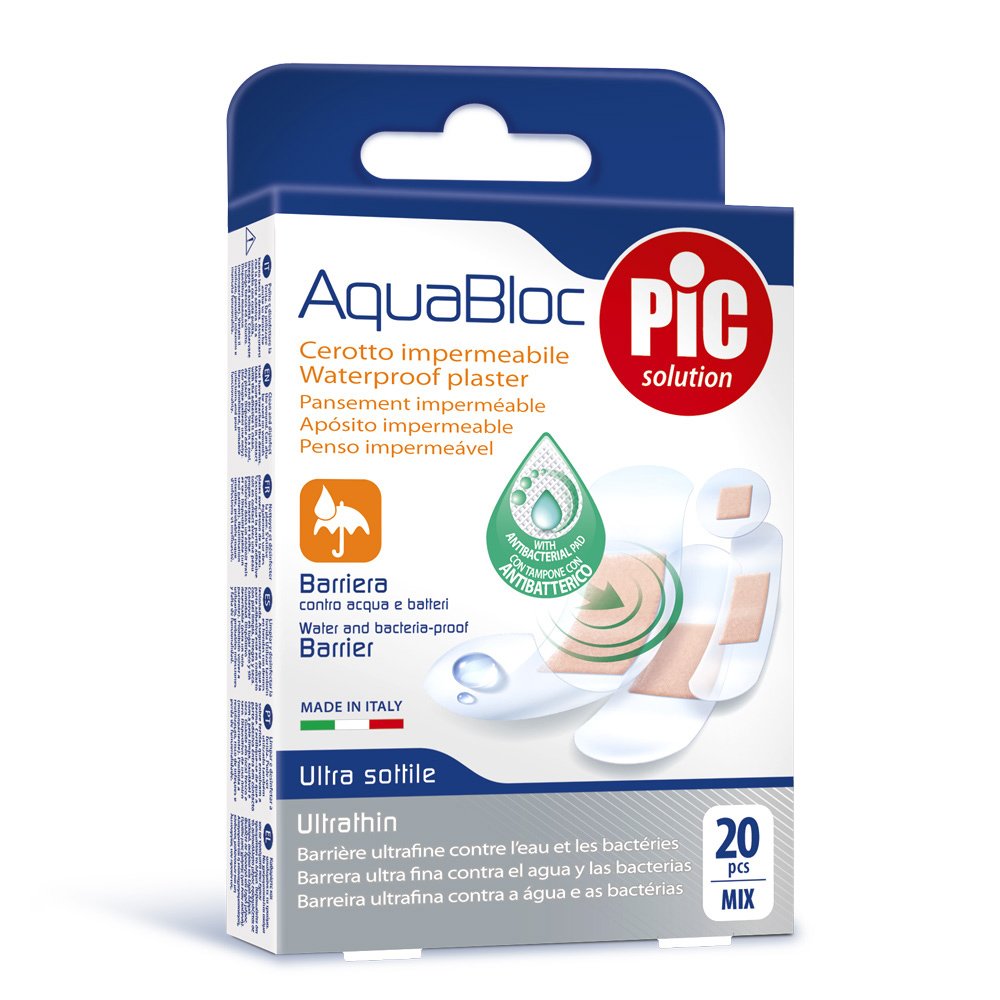 Pic Pic Solution Aquabloc Cerotto Σετ Διάφανων Αδιάβροχων Τσιρότων σε 4 Διαφορετικά Μεγέθη 20 Τεμάχια