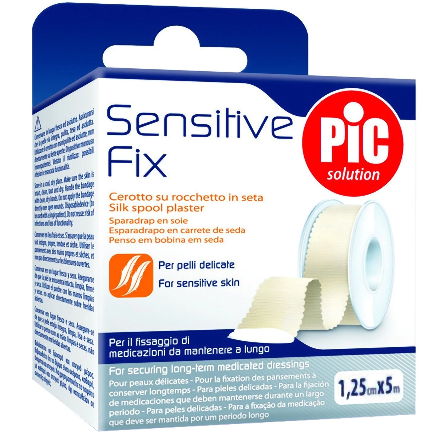 Pic Solution Sensitive Fix Silk Spool Plaster Αυτοκόλλητο Μεταξωτό Ρολό Λευκοπλάστη 1 Τεμάχιο – 1.25cm x 5m