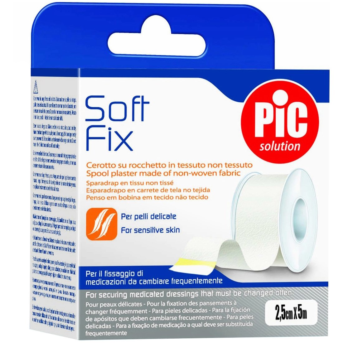 Pic Solution Soft Fix Non-Woven Fabric Spool Plaster Αυτοκόλλητο Χάρτινο Ρολό Λευκοπλάστη 1 Τεμάχιο – 2.5cm x 5m