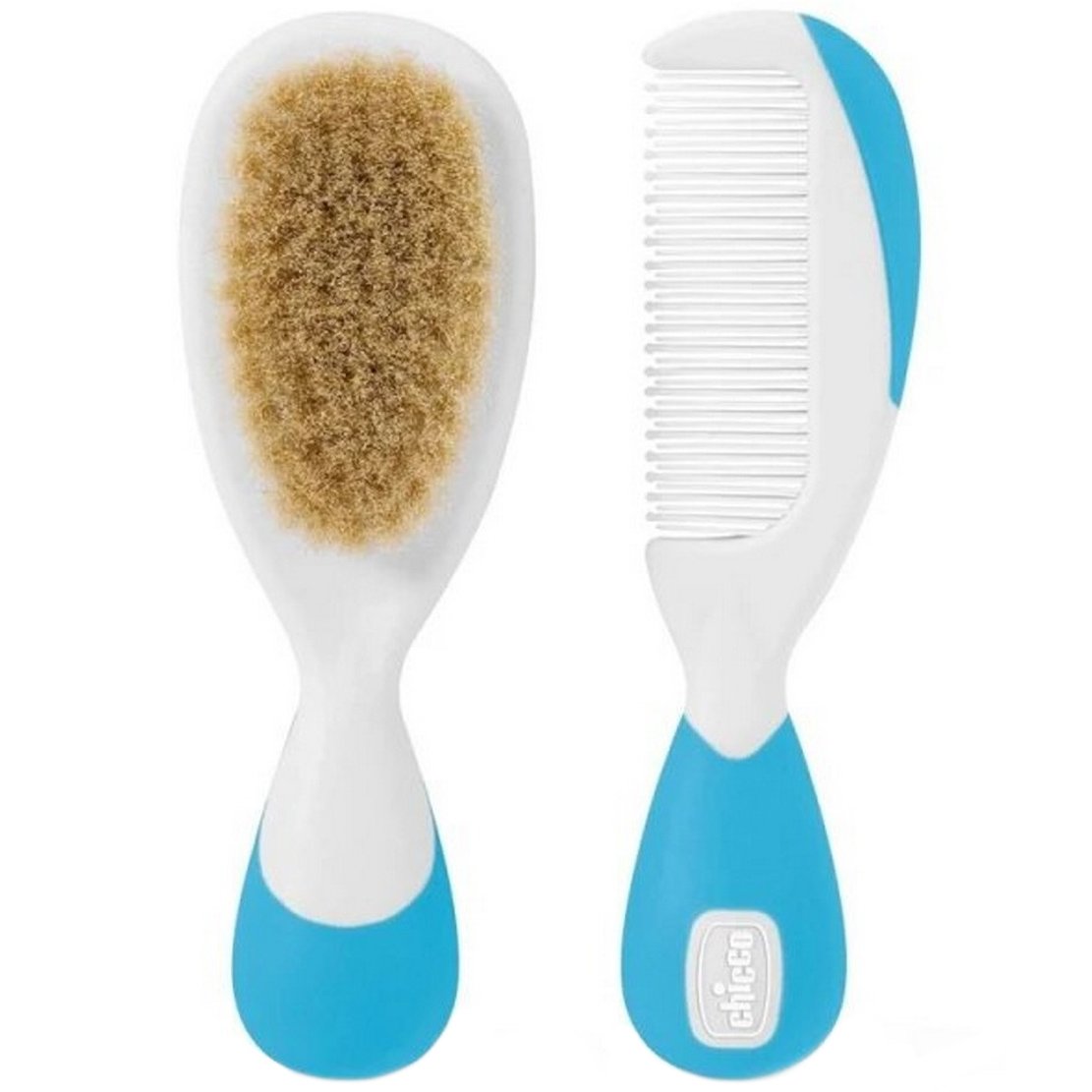 Chicco Brush & Comb 0m+ Ιδανικό για το Χτένισμα, Σέβεται το Ευαίσθητο Δέρμα του Μωρού Γαλάζιο 1 Τεμάχιο