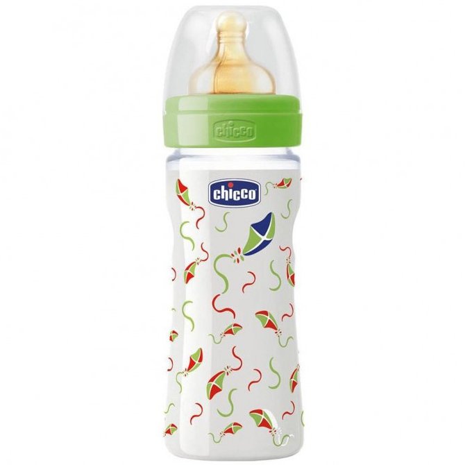 Chicco Μπιμπερό Nature Glass Γυάλινο Θηλή Καουτσούκ 0m+ BPA 240ml