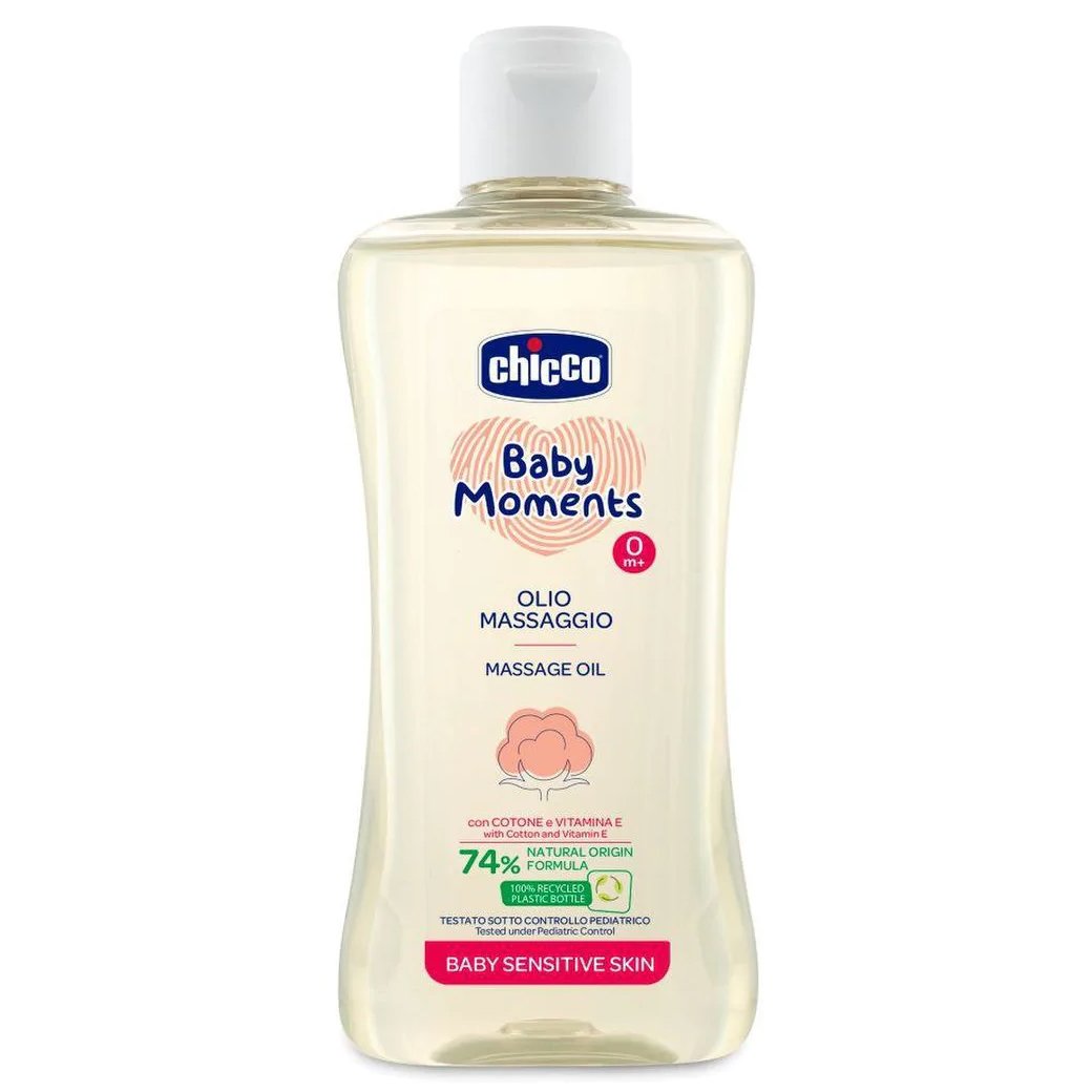 Chicco Baby Moments Λάδι για Μασάζ 0m+ Εύκολη Απορρόφηση, Κάνει το Δέρμα Μαλακό & Βελούδινο, Κατάλληλο για την Απομάκρυνση της Νινίδας 200ml