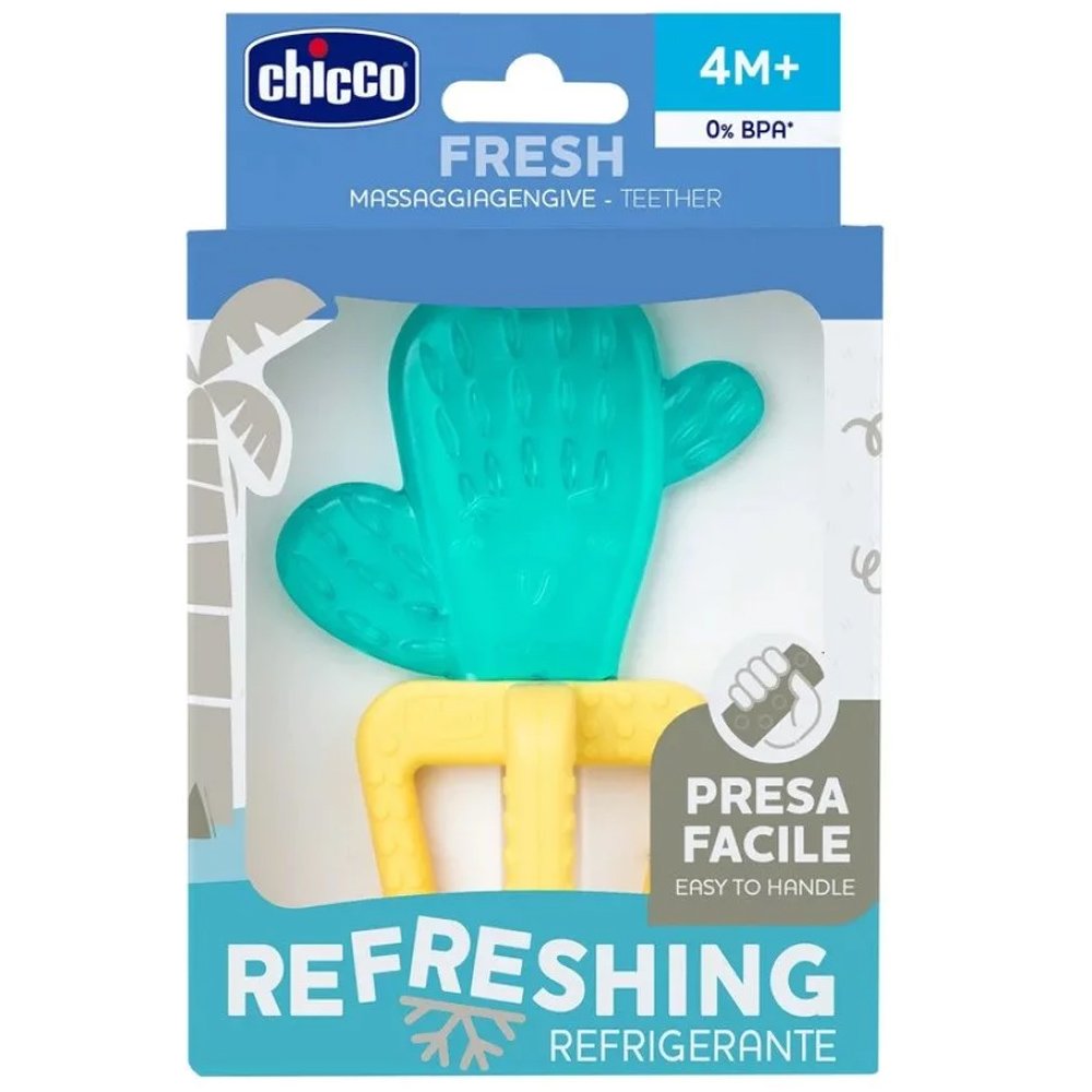 Chicco Chicco Refreshing Teether Δροσιστικός Κρίκος Οδοντοφυίας που Ανακουφίζει τα Ούλα του Μωρού, Μπορεί να Τοποθετηθεί & στο Ψυγείο 4m+ Cactus 1 Τεμάχιο