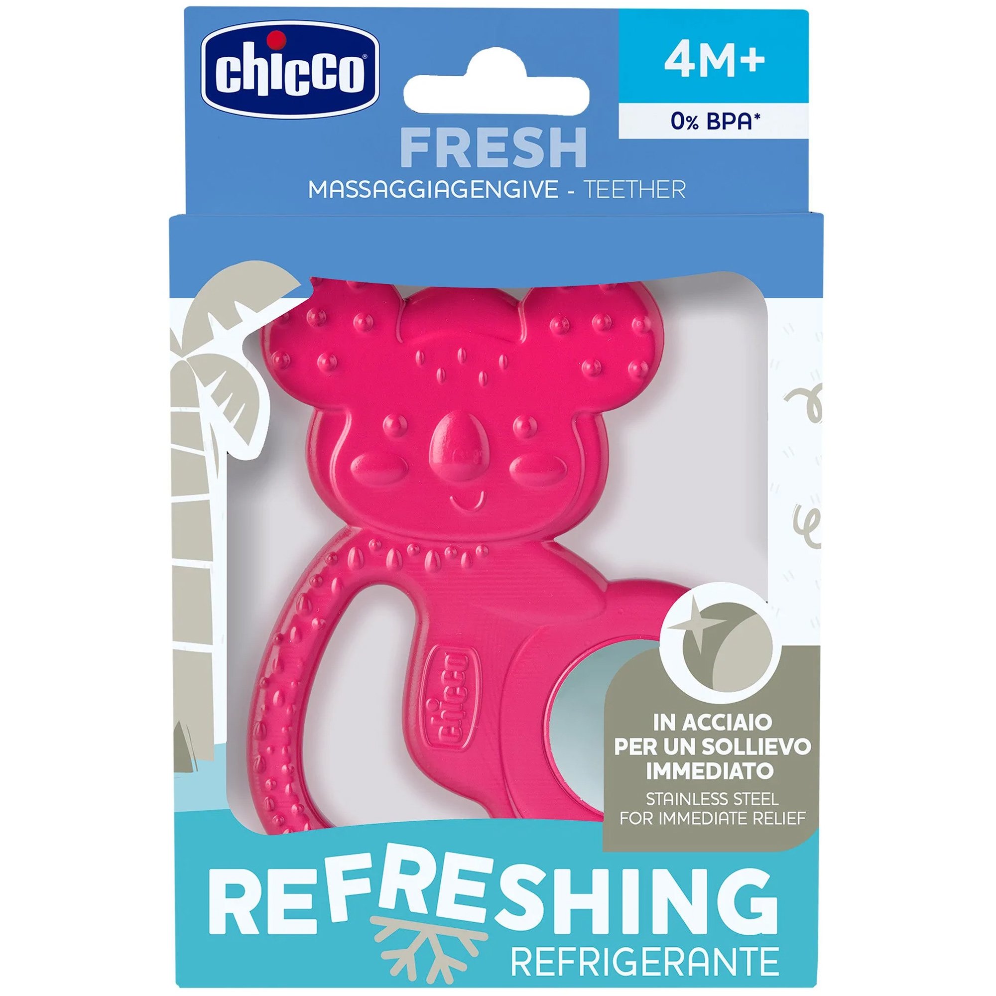 Chicco Refreshing Teether Δροσιστικός Κρίκος Οδοντοφυίας με Νέα Τεχνολογία που Ανακουφίζει Άμεσα τα Ούλα του Μωρού 4m+ Koala 1 Τεμάχιο - Ροζ