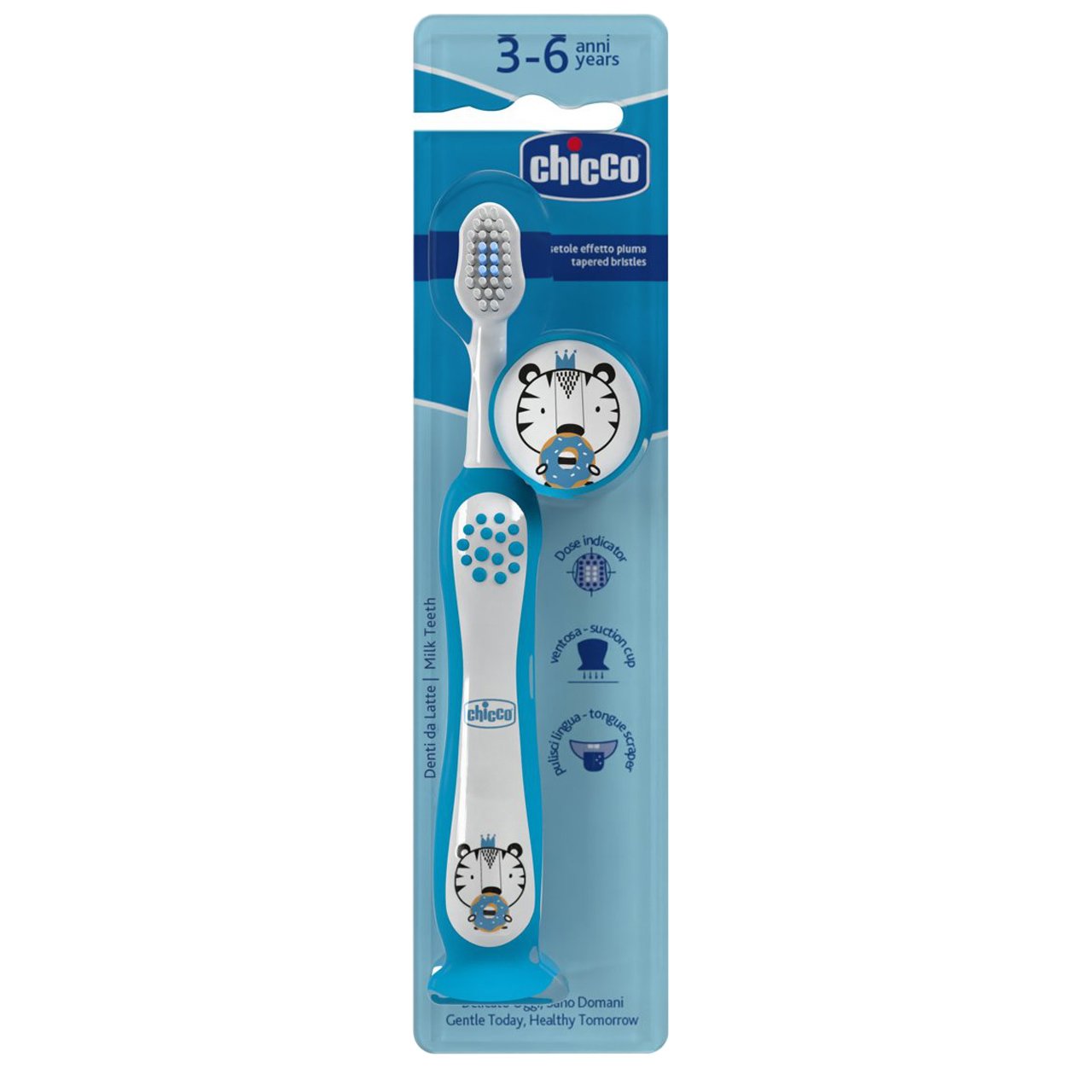 Chicco Kids Toothbrush 3-6 Years Παιδική Οδοντόβουρτσα για Νεογιλά Δόντια με Ιδιαίτερα Μαλακές Ίνες 1 Τεμάχιο - Μπλε