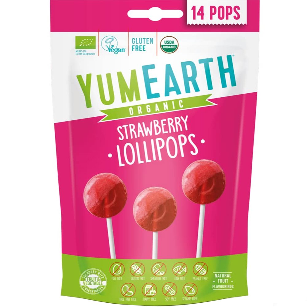 YumEarth YumEarth Organic Strawberry Lollipops Βιολογικά Γλειφιτζούρια με Γεύση Φράουλα 14 Τεμάχια