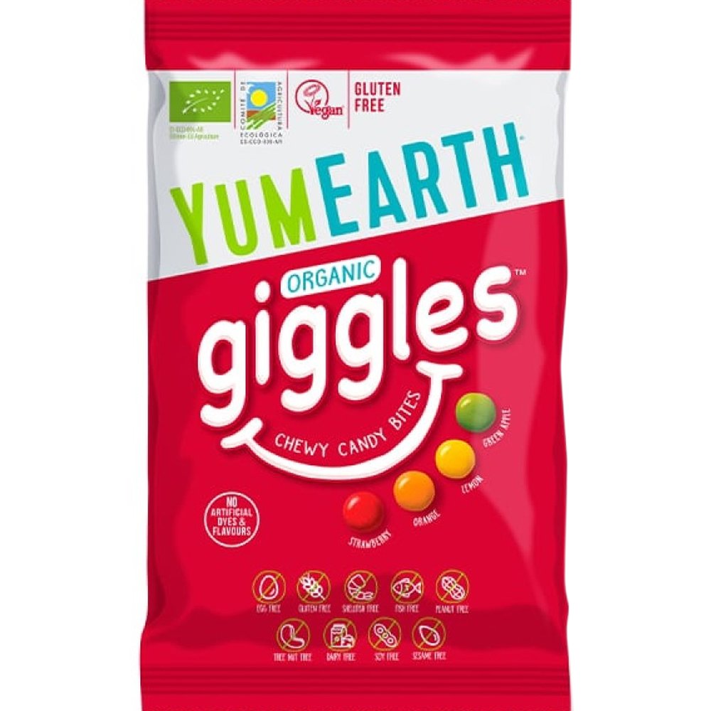 YumEarth YumEarth Organic Giggles Βιολογικά Κουφετάκια με Γεύση Φράουλα, Πορτοκάλι, Λεμόνι & Πράσινο Μήλο 40g