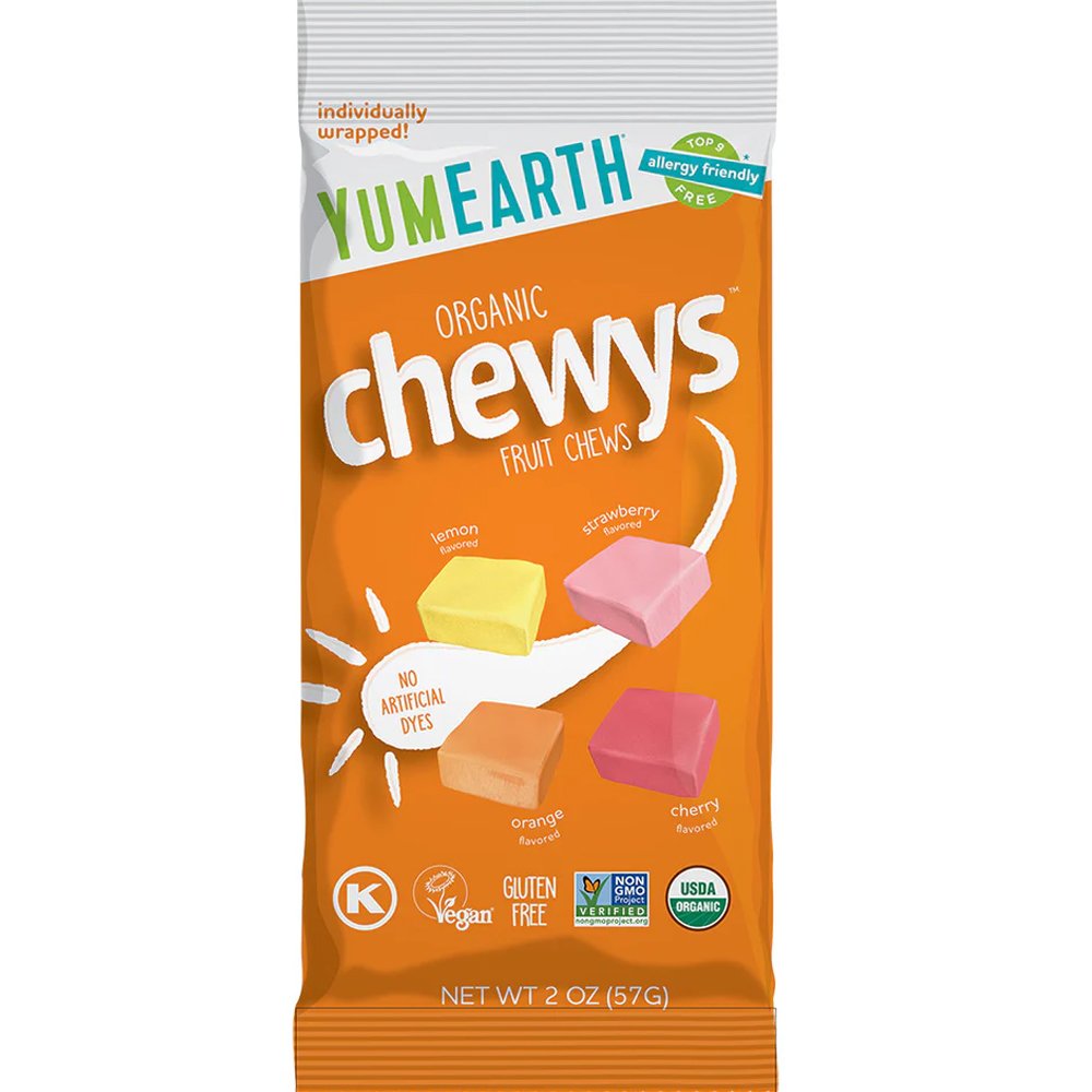 YumEarth YumEarth Organic Chewys Βιολογικές Καραμέλες με Γεύση Λεμόνι, Φράουλα, Πορτοκάλι & Κεράσι 57g