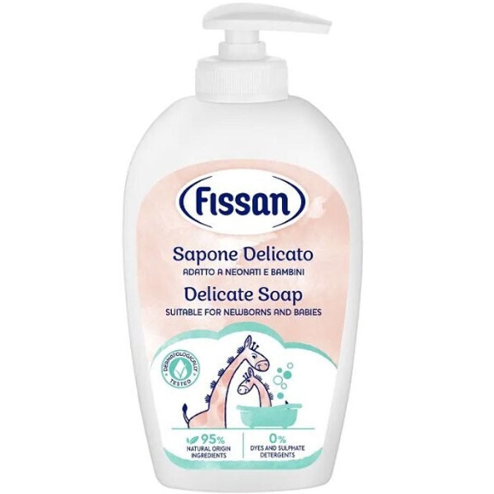 Fissan Fissan Delicate Newborn & Baby Soap Απαλό Υγρό Σαπούνι Καθαρισμού Καθημερινής Χρήσης με Χαμομήλι για Βρέφη & Μωρά με Αντλία 250ml