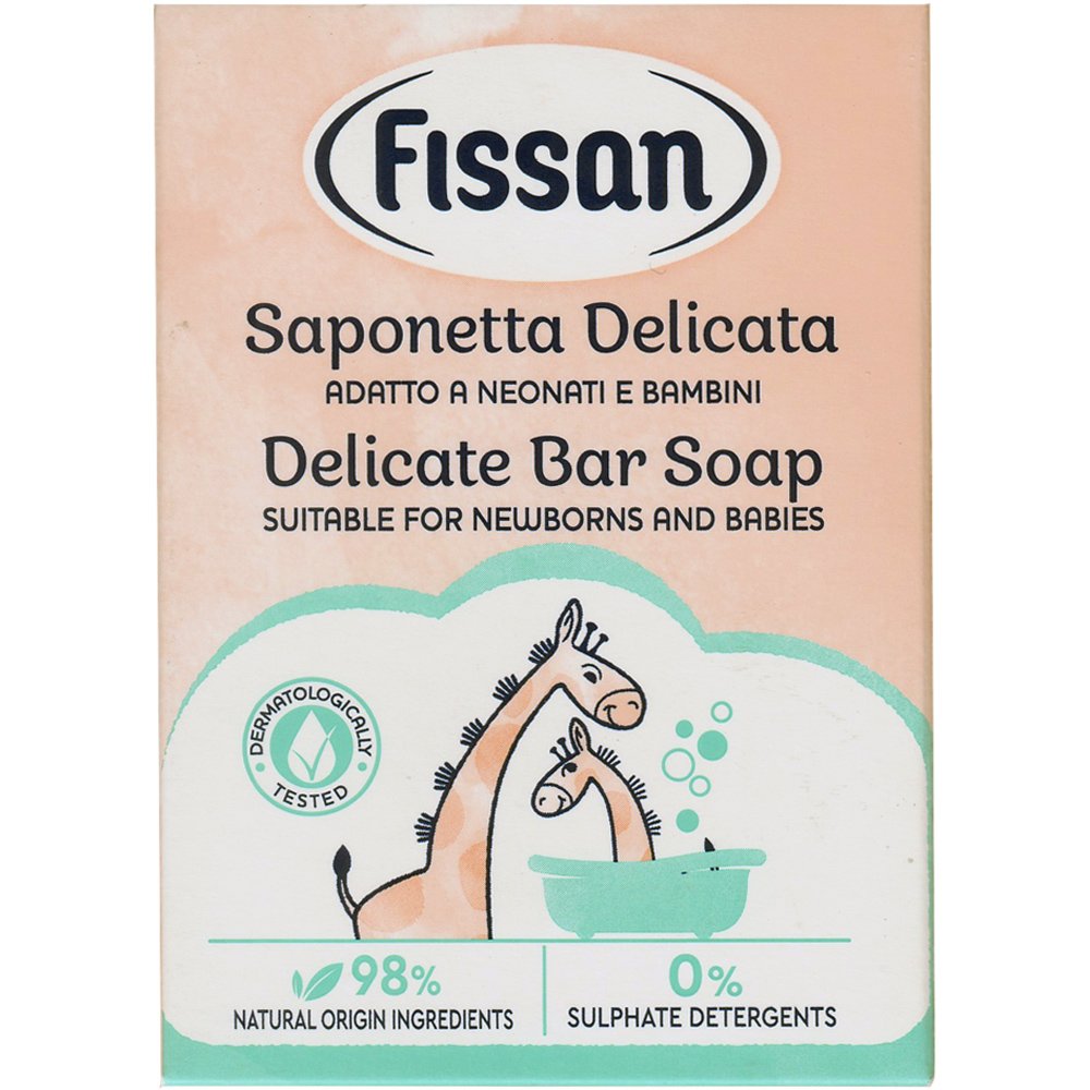 Fissan Fissan Delicate Bar Soap Βρεφική Μπάρα Σαπουνιού Εμπλουτισμένο με Γλυκερίνη 90g
