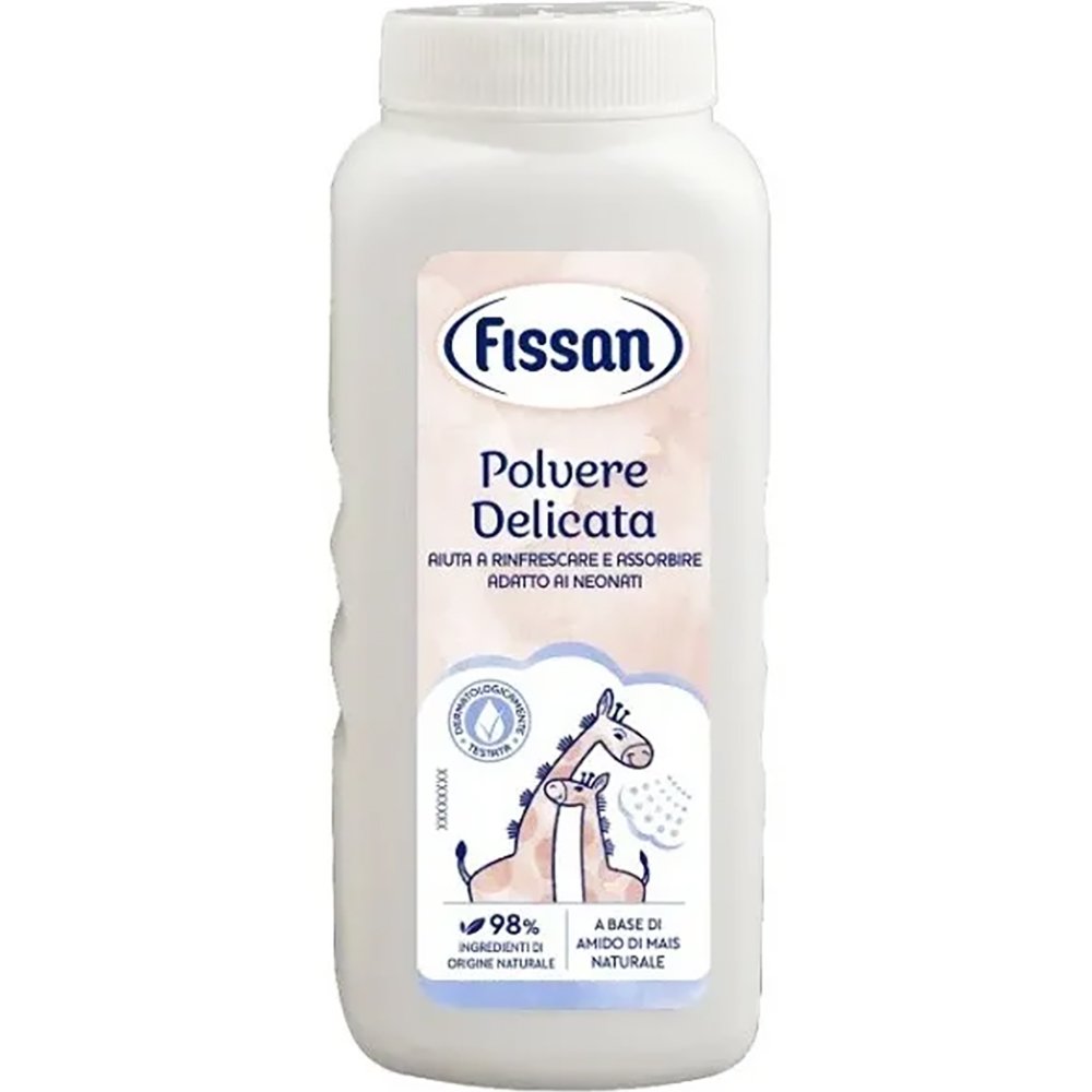 Fissan Fissan Delicate Powder Φυσική Πούδρα με Βάση το Άμυλο Καλαμποκιού για Απορρόφηση της Υγρασίας & Προστασία Κατάλληλη για Βρέφη 100g