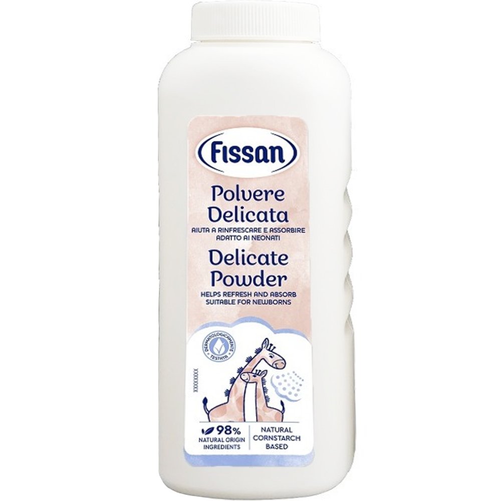 Fissan Fissan Delicate Powder Φυσική Πούδρα με Βάση το Άμυλο Καλαμποκιού για Απορρόφηση της Υγρασίας & Προστασία Κατάλληλη για Βρέφη 200g
