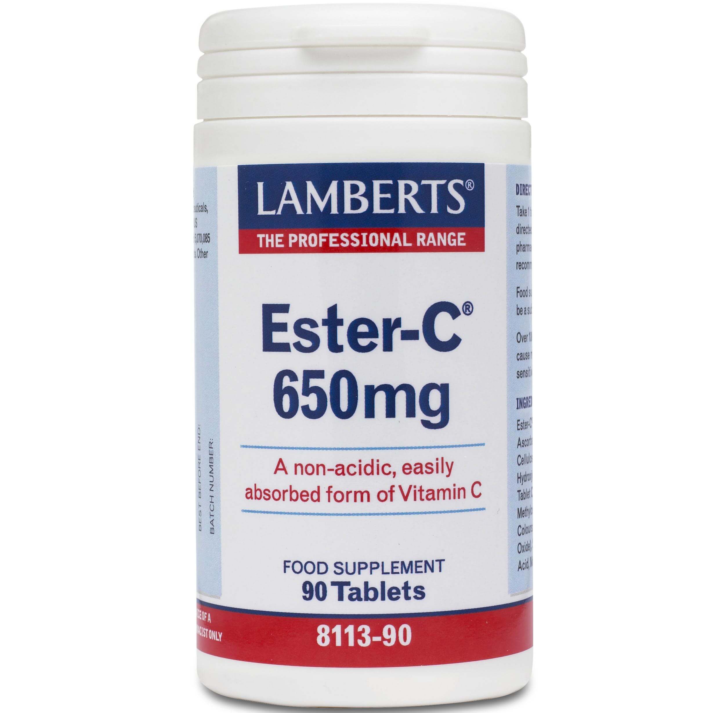 Lamberts Ester C Συμπλήρωμα Διατροφής μη Όξινης Μορφής Βιταμίνη C 650mg 90tabs