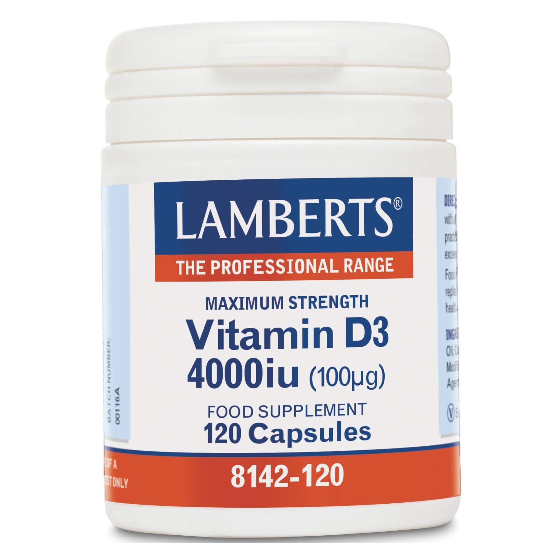 Lamberts Vitamin D3 4000iu 100μg Συμπλήρωμα Διατροφής για την Φυσιολογική Λειτουργία του Ανοσοποιητικού Συστήματος 120caps