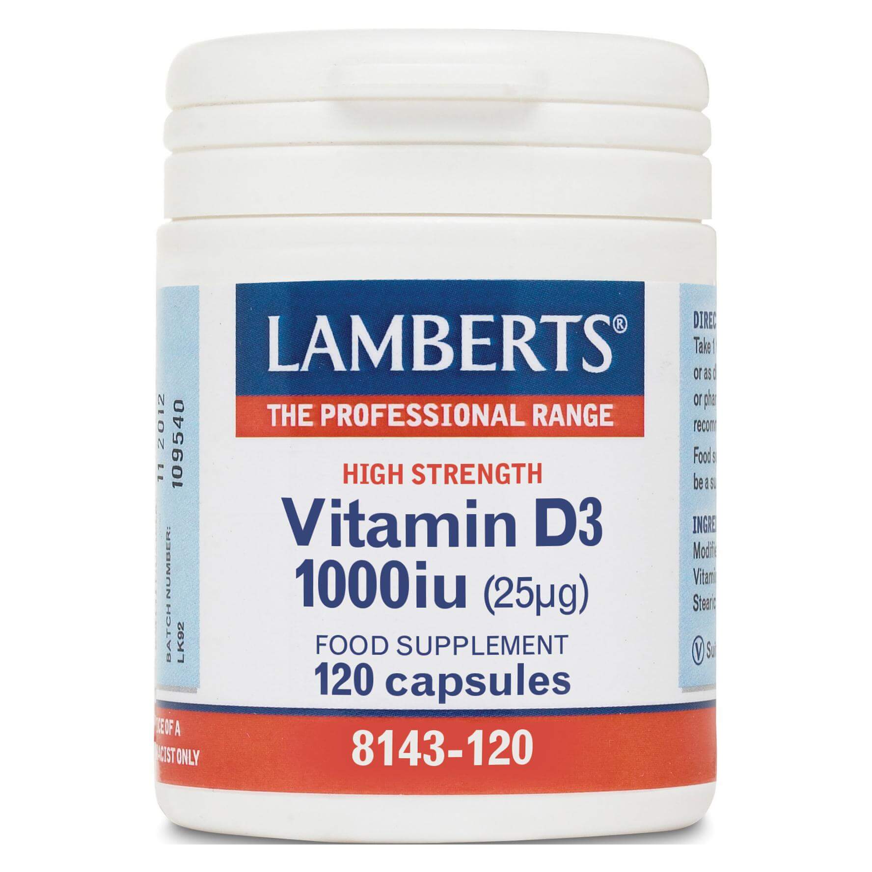 Lamberts Vitamin D3 Συμπλήρωμα Διατροφής Βιταμίνης D3 1000iu 120tabs