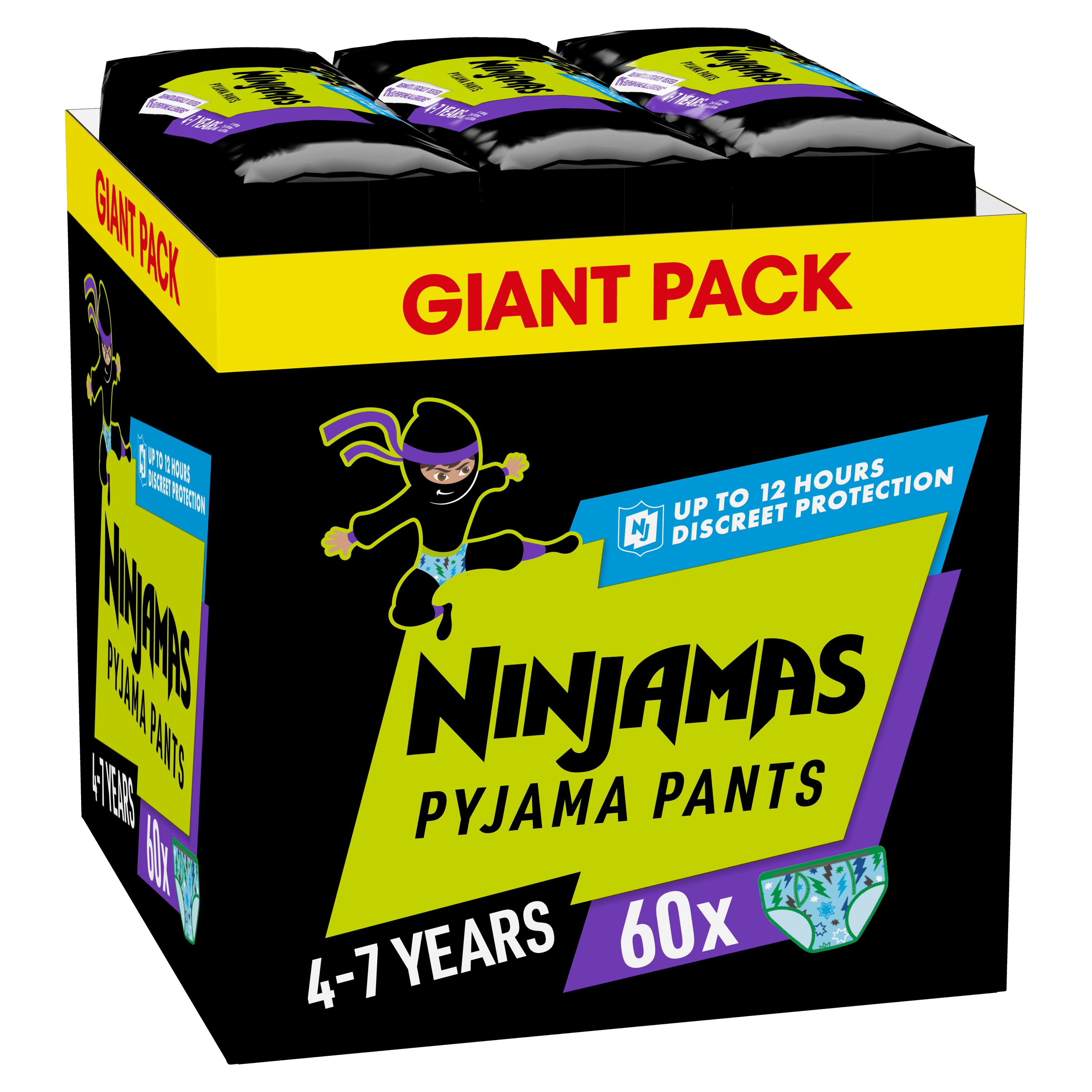 Ninjamas Pyjama Pants Boy 4-7 Years (17-30kg) Monthly Pack Πάνες Βρακάκι Νυκτός για Αγόρια από 4-7 Ετών 60 Τεμάχια