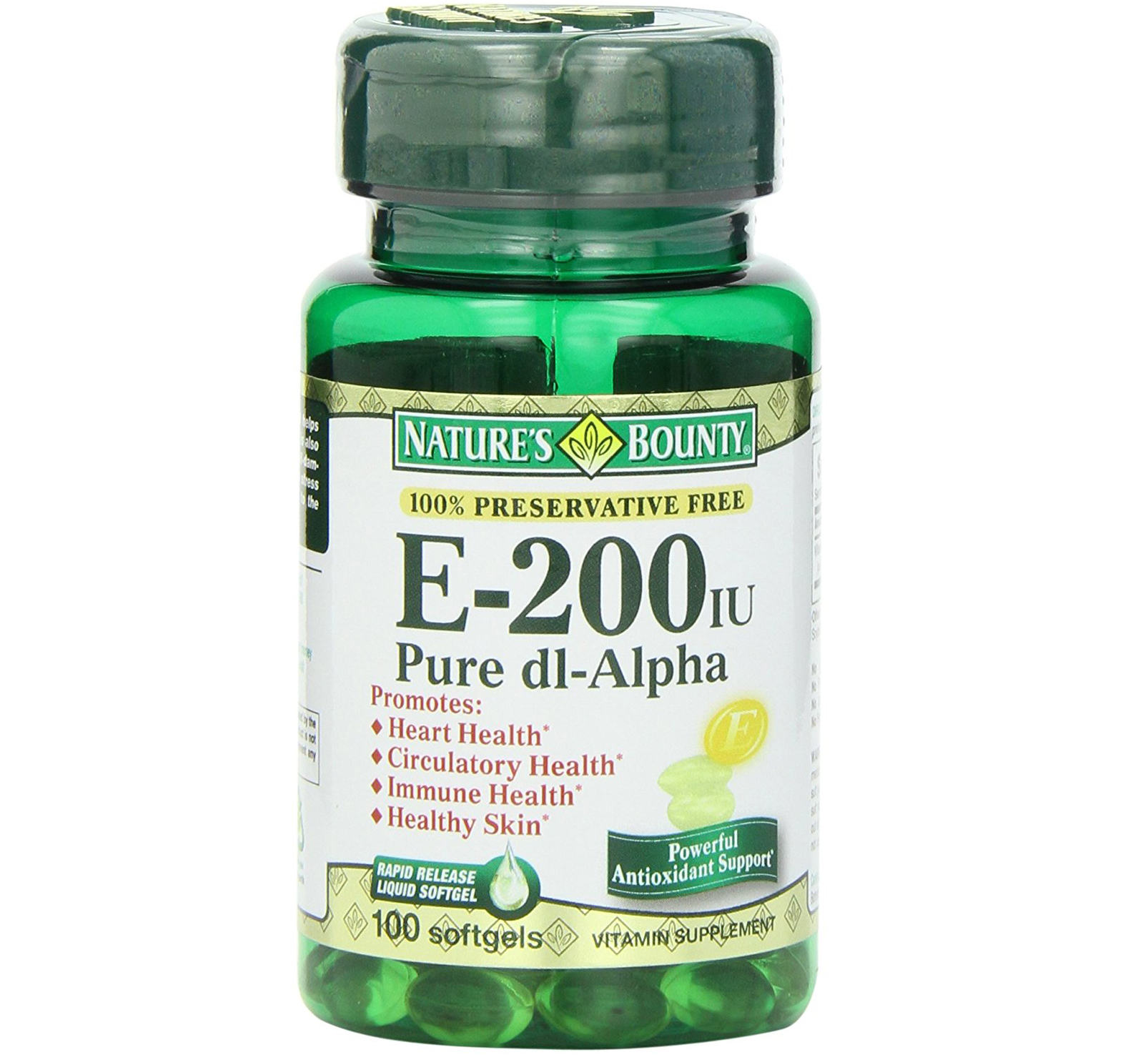 Natures Bounty Βιταμίνη Ε Συμπλήρωμα Διατροφής Πλούσια σε Αντιοξειδωτικά 200IU 100caps