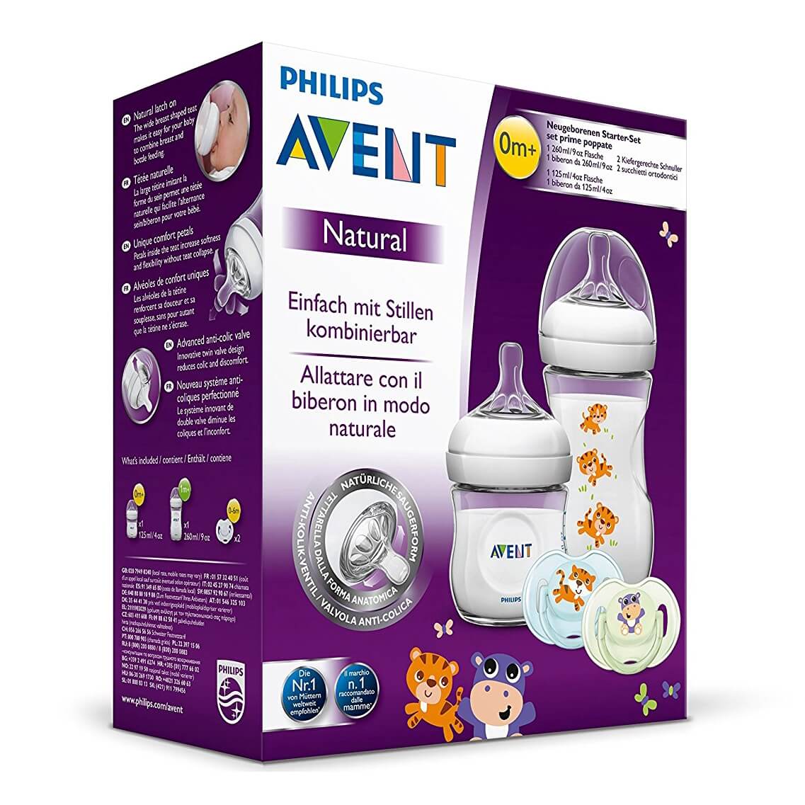 Avent Πακέτο Προσφοράς Natural Μπιμπερό Πολυπροπυλενίου με Θηλή Σιλικόνης 0m+ 125 & 260ml & 2 Ορθοδοντικές Πιπίλες SCD289/01