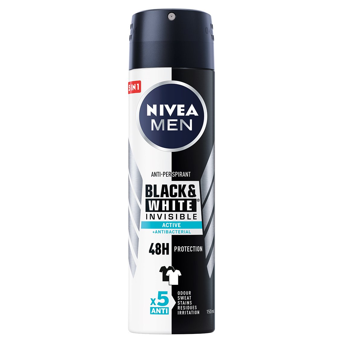 Nivea Men Black & White Invisible Active 48h Anti Perspirant Deo Spray Ανδρικό Αποσμητικό 48ωρης Προστασίας σε Μορφή Σπρέι 150ml