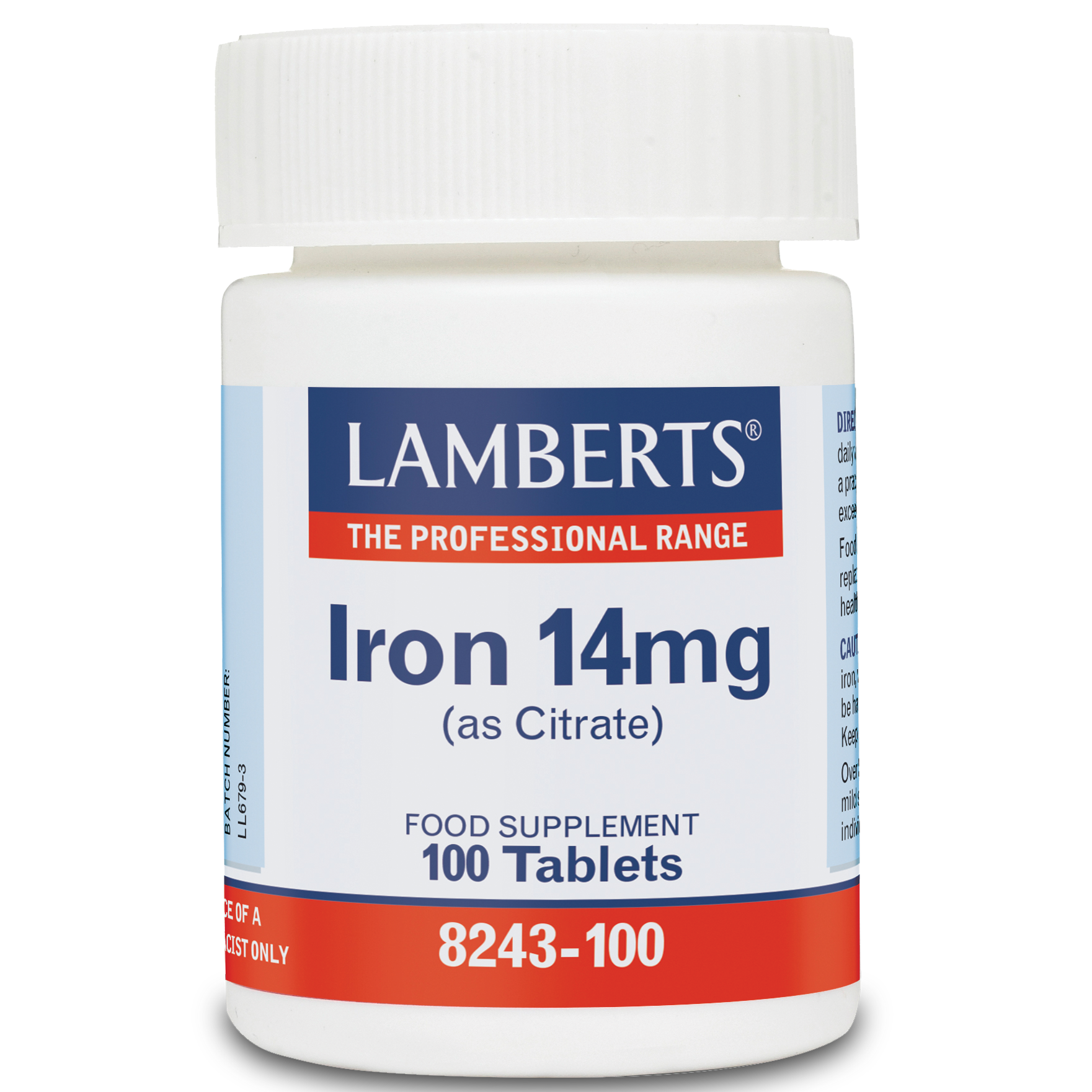 Lamberts Iron 14mg (as Citrate) Σίδηρος Σε Μορφή Citrate 100 tabs