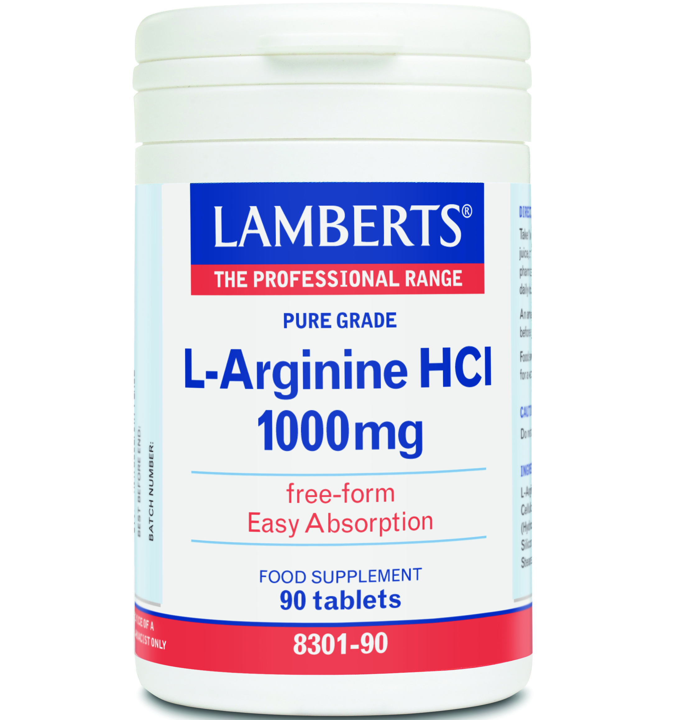 Lamberts L-Arginine HCL Συμπλήρωμα Διατροφής για τη Φυσική Τόνωση της Σεξουαλικής Επιθυμίας και Απόδοσης 1000mg 90tabs