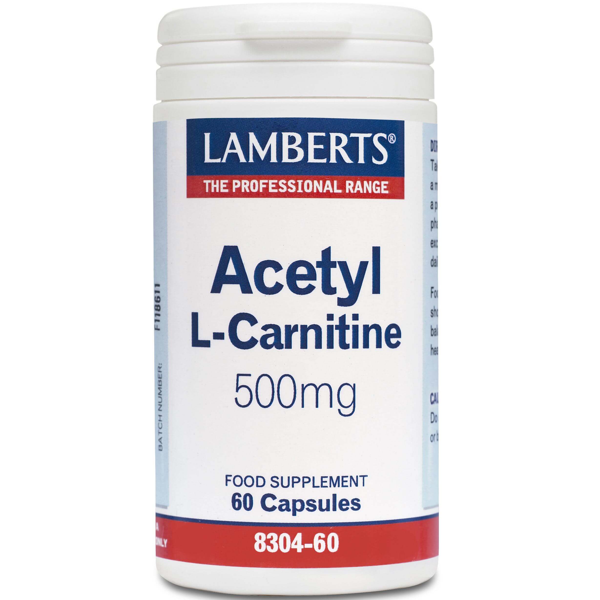 Lamberts Acetyl L-Carnitine Συμπλήρωμα Διατροφής με Ακέτυλο L-καρνιτίνη 500mg 60tabs