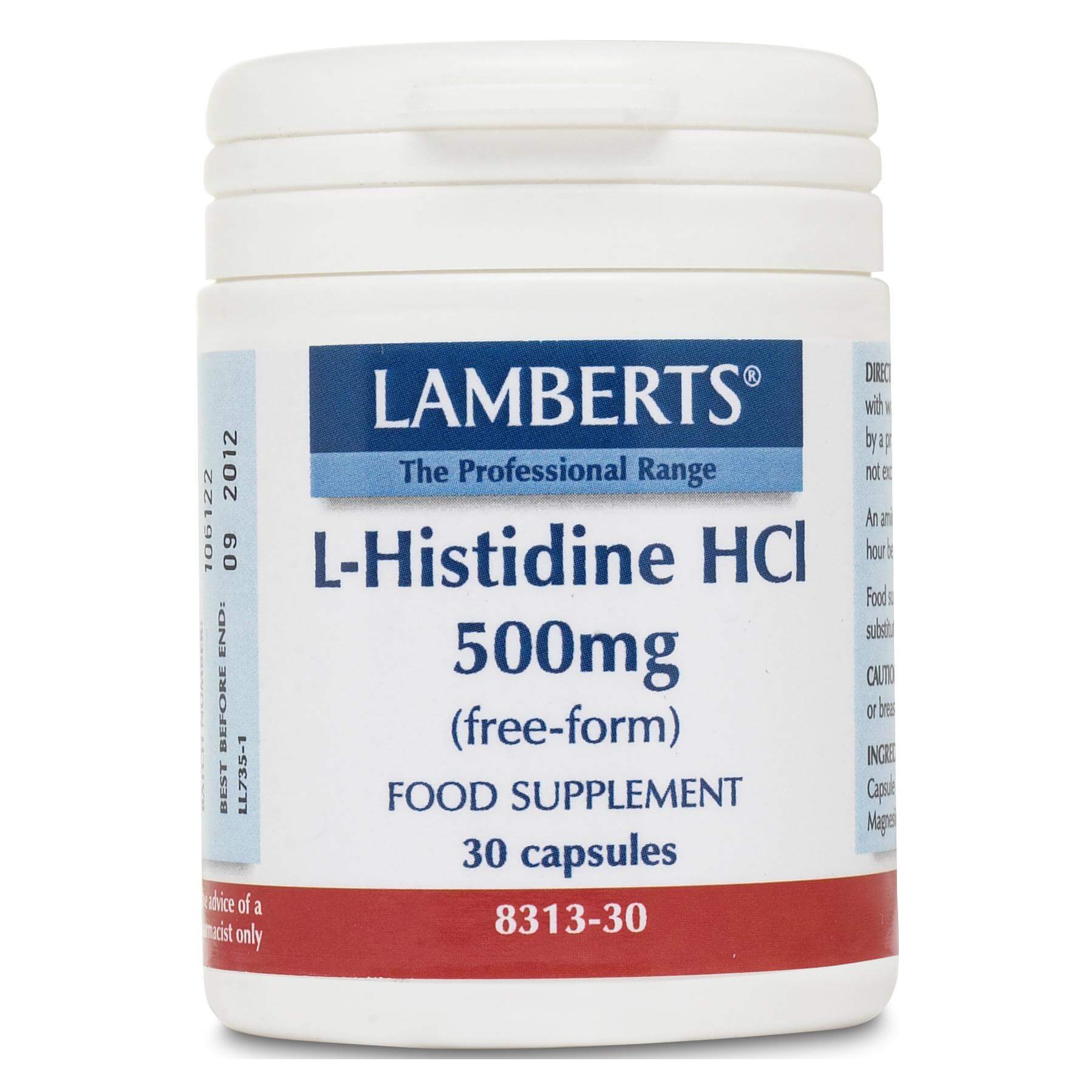 Lamberts L-Histidine HCI Συμπλήρωμα Διατροφής με Ιστιδίνη Ελεύθερης Μορφής 500mg 30caps