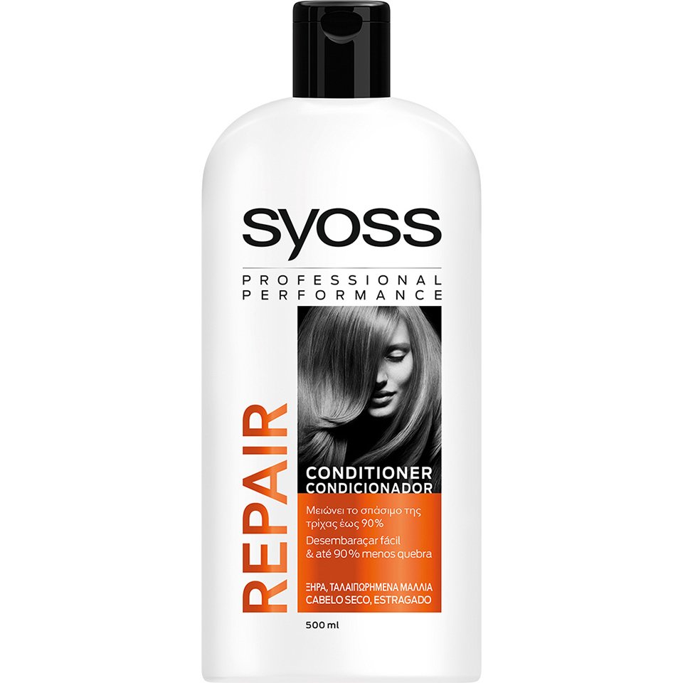 Syoss Conditioner Repair Επαγγελματική Μαλακτική Κρέμα που Μειώνει το Σπάσιμο της Τρίχας στα Ξηρά Ταλαιπωρημένα Μαλλιά 500ml