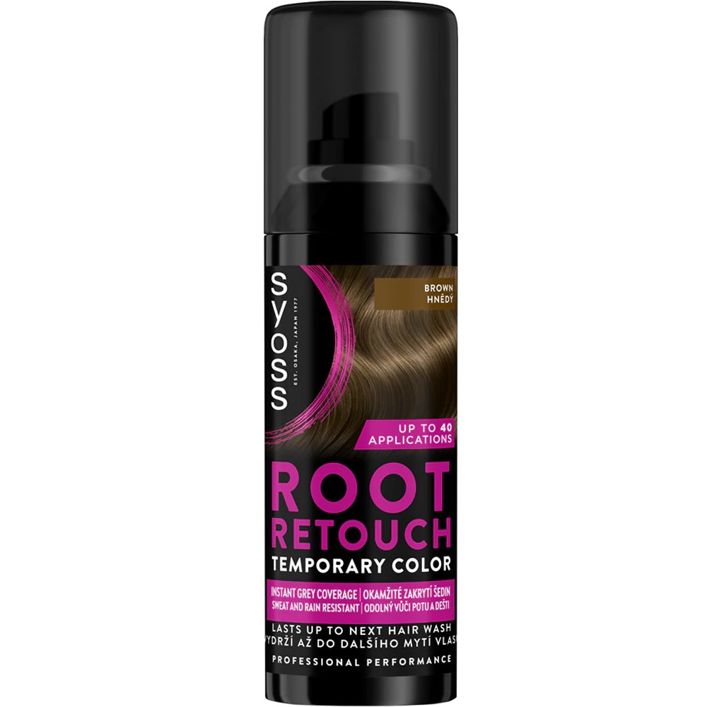 Syoss Syoss Root Retouch Temporary Hair Color Spray Προσωρινής Κάλυψης της Περιοχής των Ριζών που Καλύπτει Άμεσα τα Λευκά 120ml - Καστανό