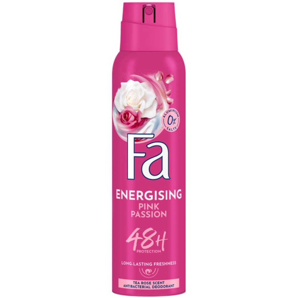 FA Fa Energising Pink Passion 48h Tea Rose Scent Deodorant Spray Αποσμητικό Spray με Άρωμα Ροζ Τριαντάφυλλο Χωρίς Άλατα Αλουμινίου για Προστασία Έως & 48 Ώρες 150ml