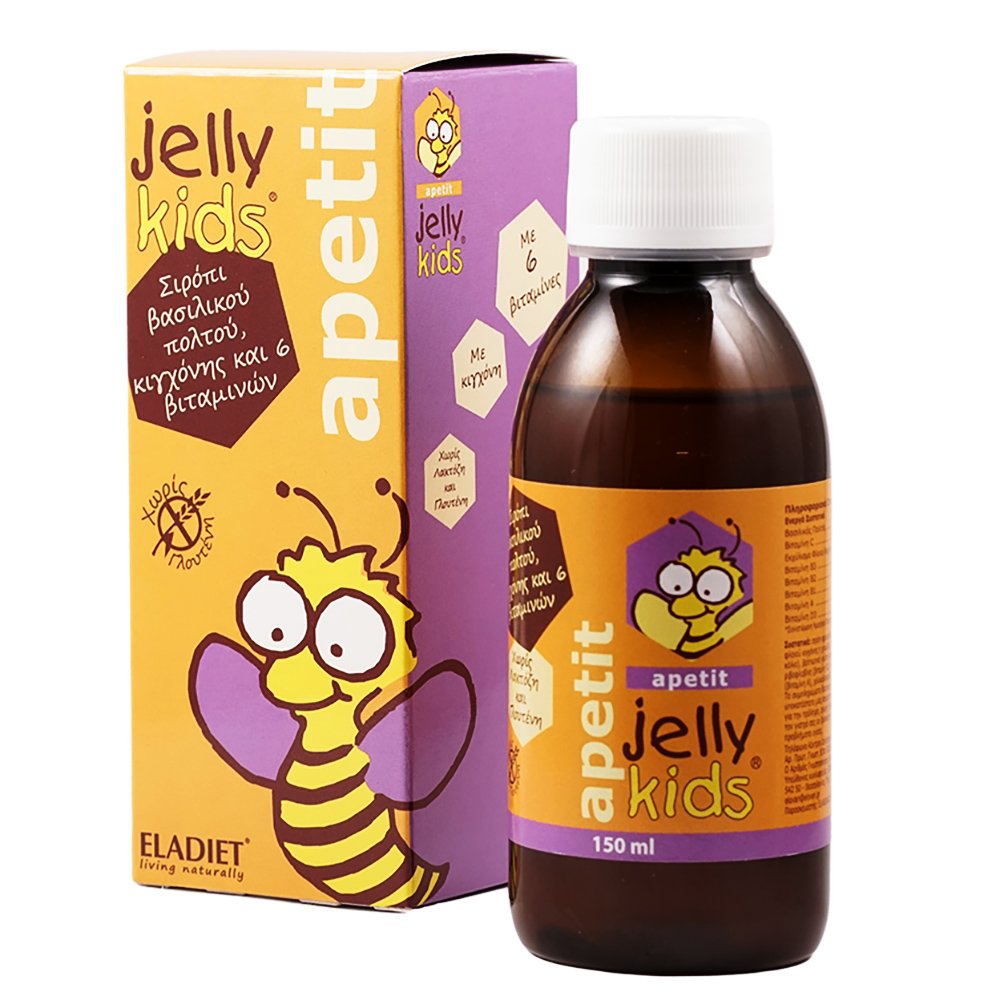 ΕΛΟΒΑΡΗ ΑΓΓΕΛΙΚΑ Α.Ε. Eladiet Jelly Kids Apetit Παιδικό Σιρόπι για την Αύξηση της Όρεξης με Βασιλικό Πολτό, Κιγχόνη & 6 Βιταμινών 150ml