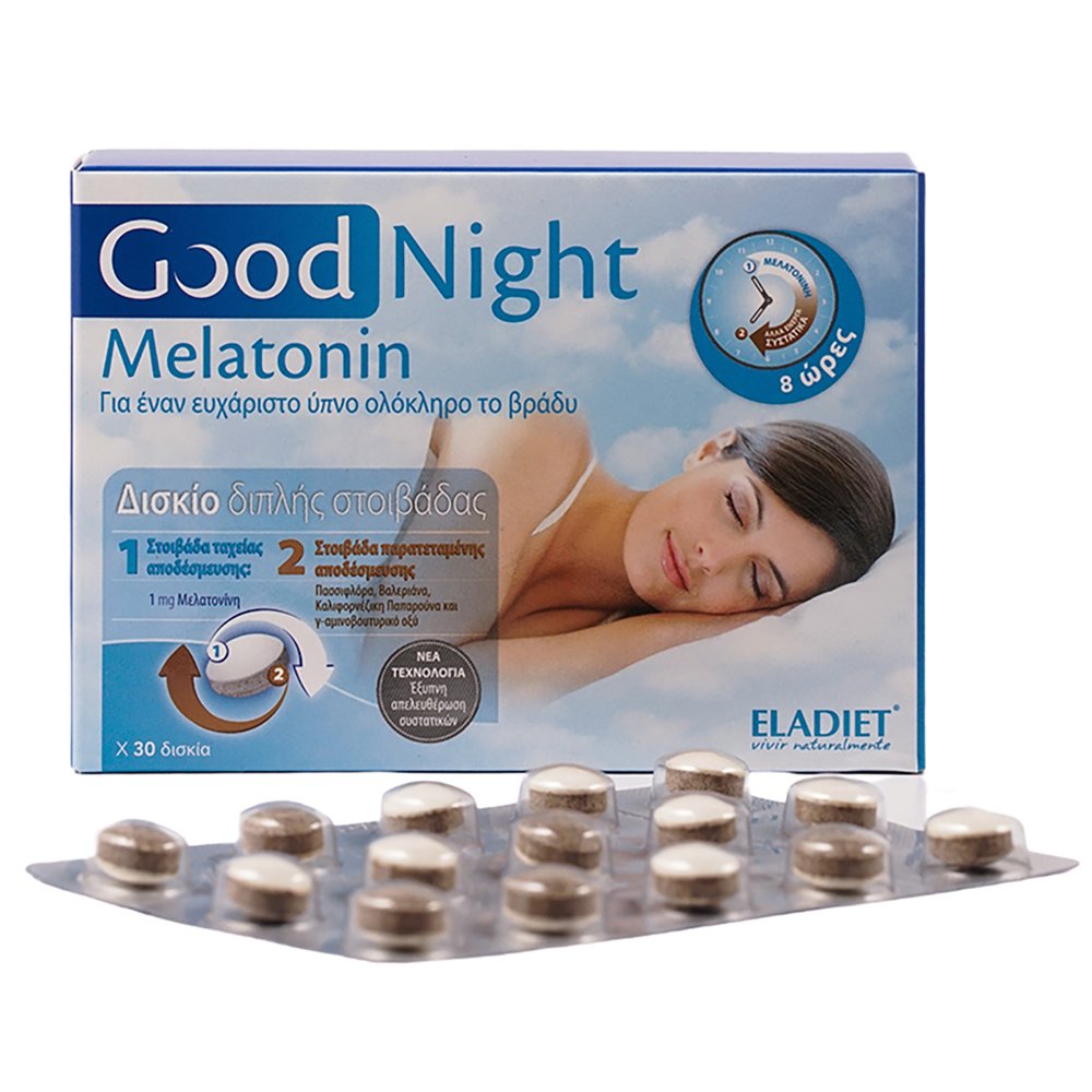 ΕΛΟΒΑΡΗ ΑΓΓΕΛΙΚΑ Α.Ε. Eladiet Good Night Melatonin Συμπλήρωμα Διατροφής με Μελατονίνη για Καλύτερο Ύπνο 30tabs