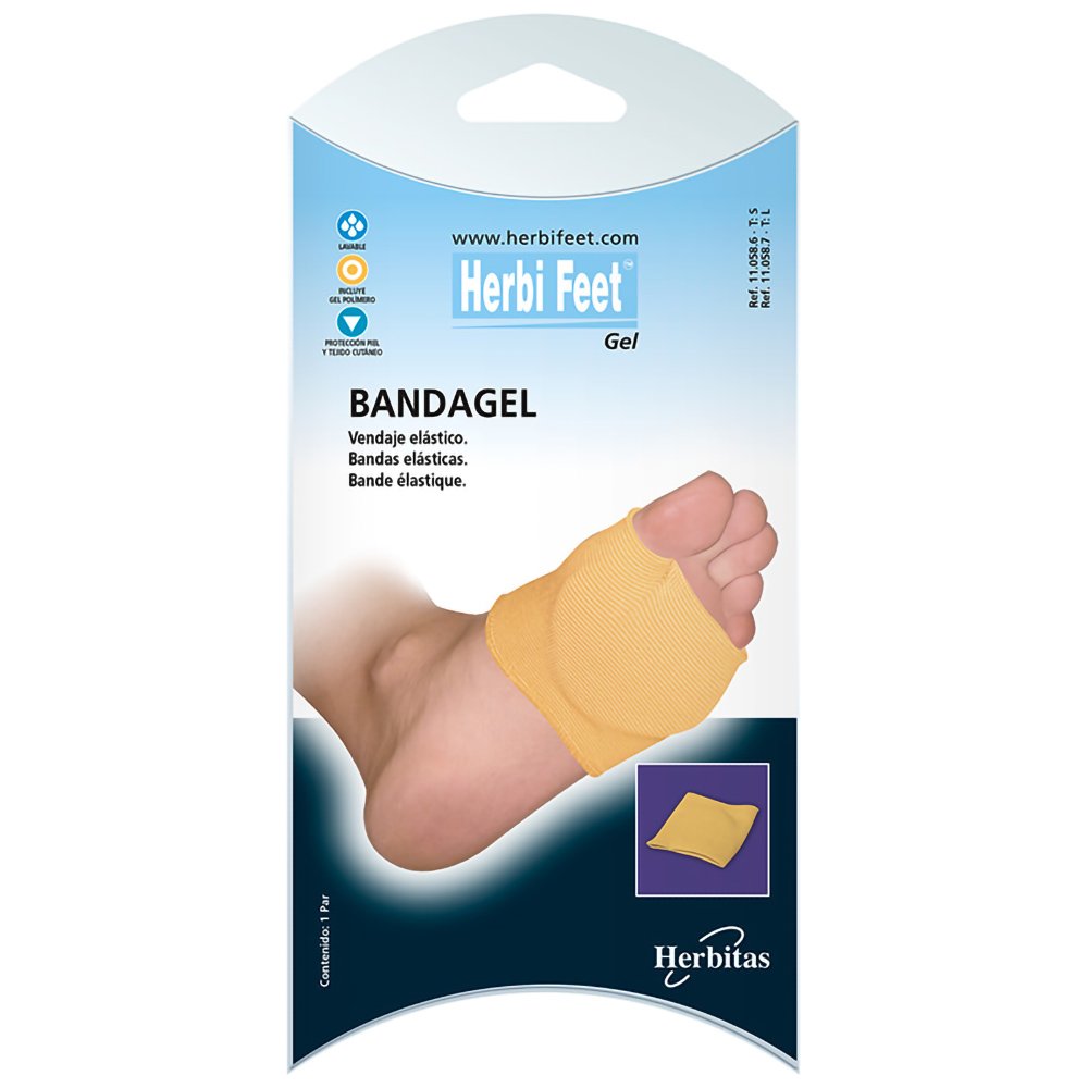 Herbi Feet Bandagel Elastic Band Προστατευτικό Μεταταρσίου με Gel 2 Τεμάχια – Large