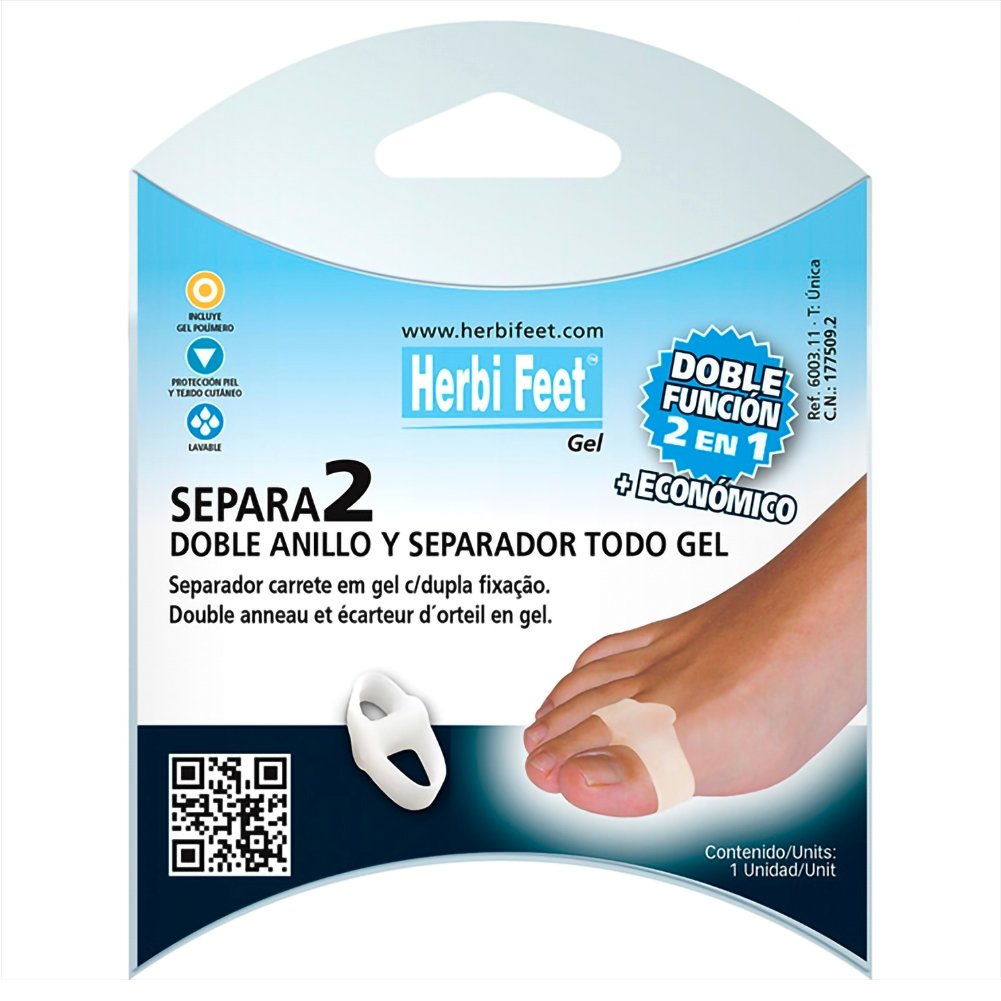Herbi Feet Separa Double Ring & Toe Seperator Διπλό Διαχωριστικό Gel Δακτύλων Μπεζ One Size 1 Τεμάχιο