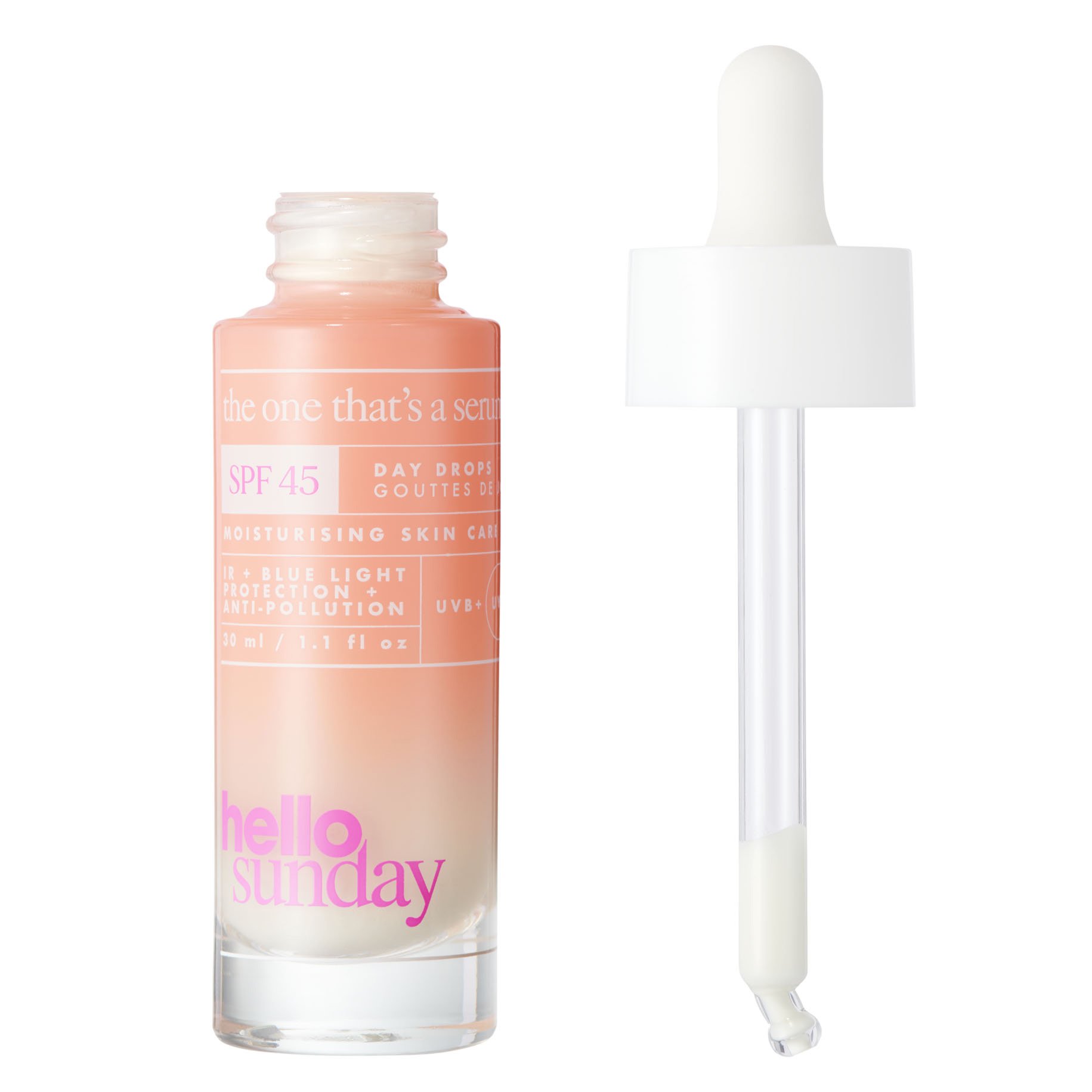 Hello Sunday The One That’s a Serum Face Drops Spf45, Ενυδατικός Ορός Προσώπου Υψηλής Αντηλιακής Προστασίας 30ml
