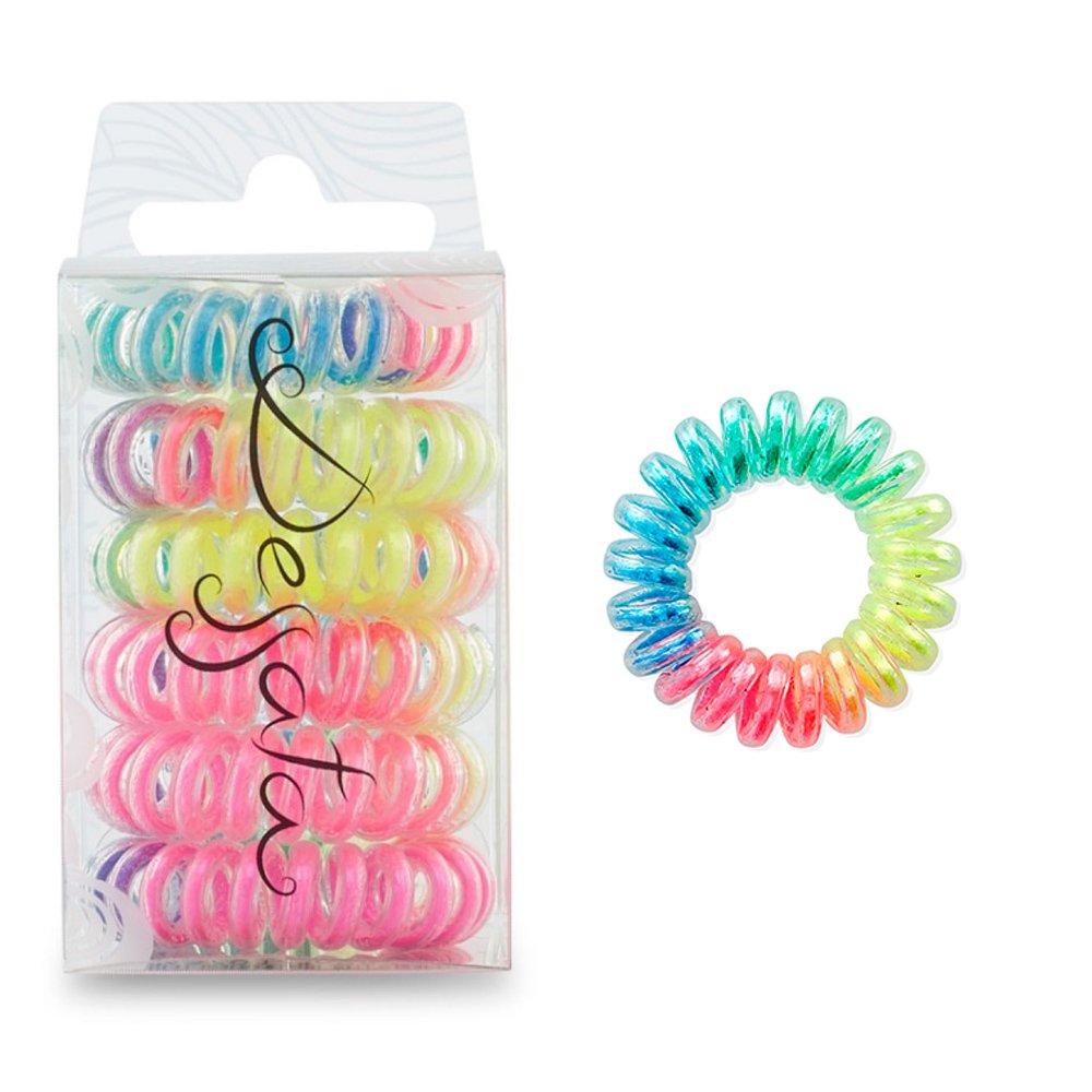 Dessata Hair Ties Rainbow Λαστιχάκια Μαλλιών σε Αποχρώσεις του Ουράνιου Τόξου 6 Τεμάχια
