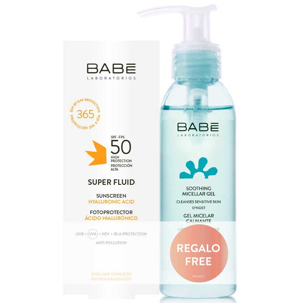 Babe Πακέτο Προσφοράς Super Fluid Sunscreen with Hyaluronic Acid Spf50 Λεπτόρρευστη Αντηλιακή Κρέμα Προσώπου Υψηλής Προστασίας 50ml & Δώρο Micellar Face Cleansing Gel 90ml